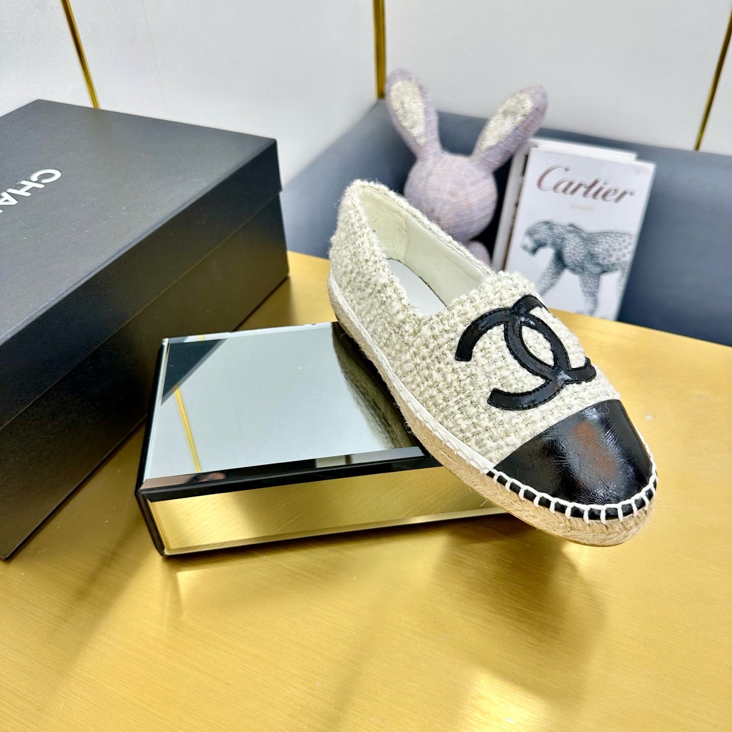 CC 25s Slipâ€“on Espadrilles Black Beige Tweed 297825