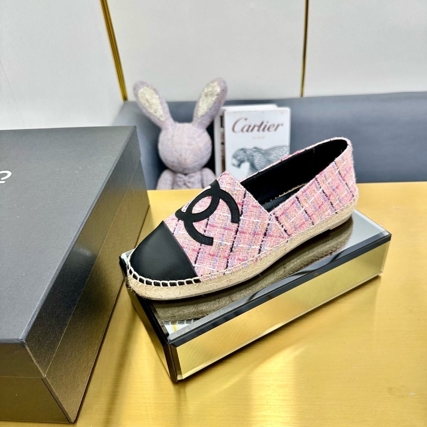 CC 25s Slipâ€“on Espadrilles Pink/Black Tweed 297826