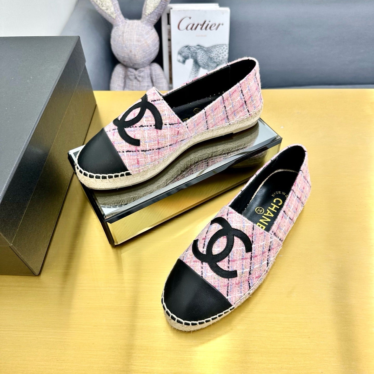 CC 25s Slipâ€“on Espadrilles Pink/Black Tweed 297826