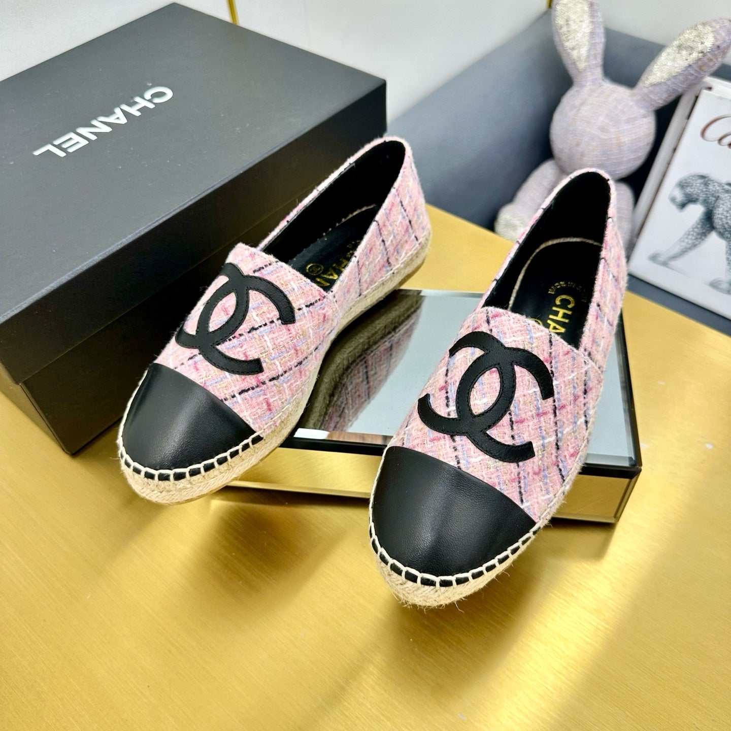 CC 25s Slipâ€“on Espadrilles Pink/Black Tweed 297826