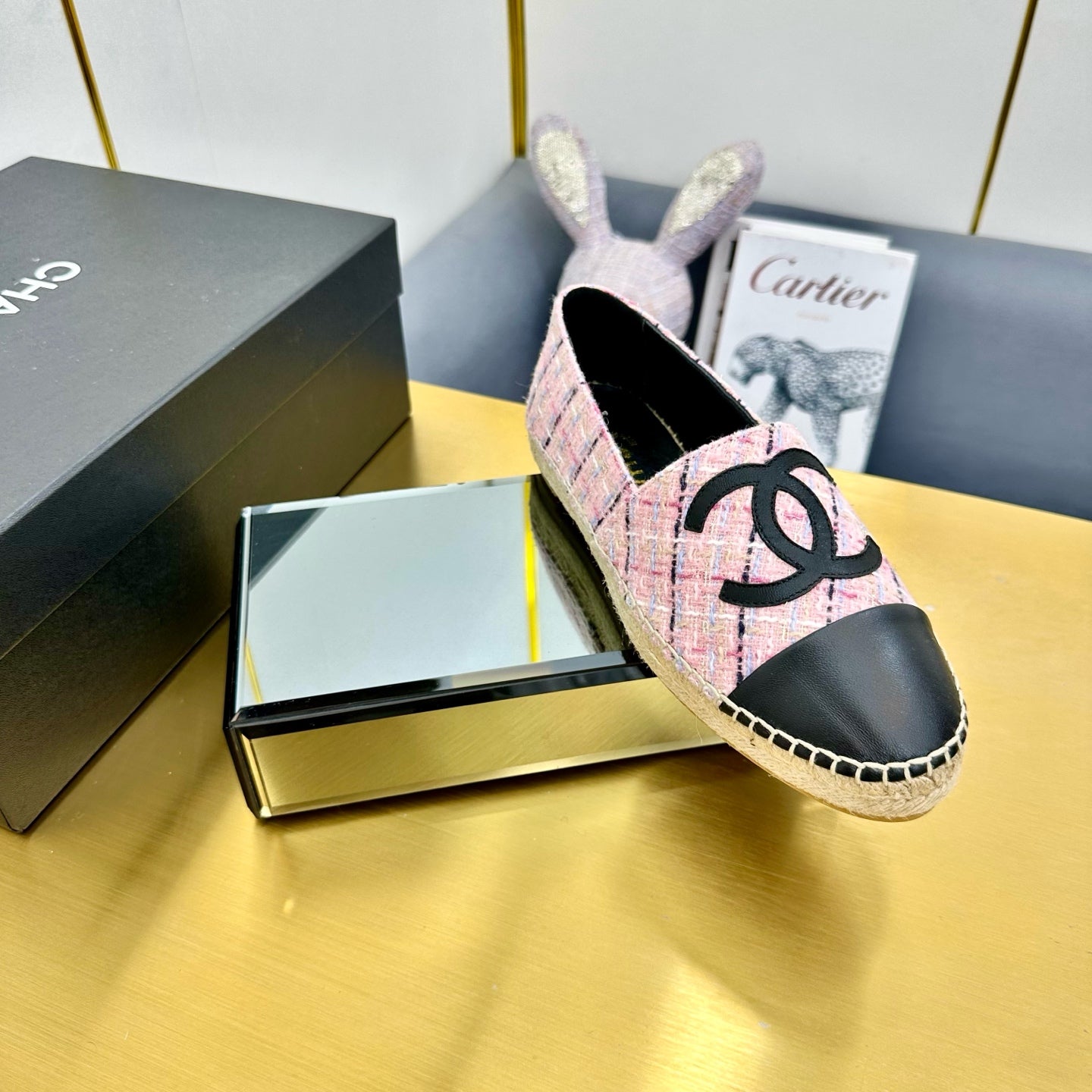 CC 25s Slipâ€“on Espadrilles Pink/Black Tweed 297826