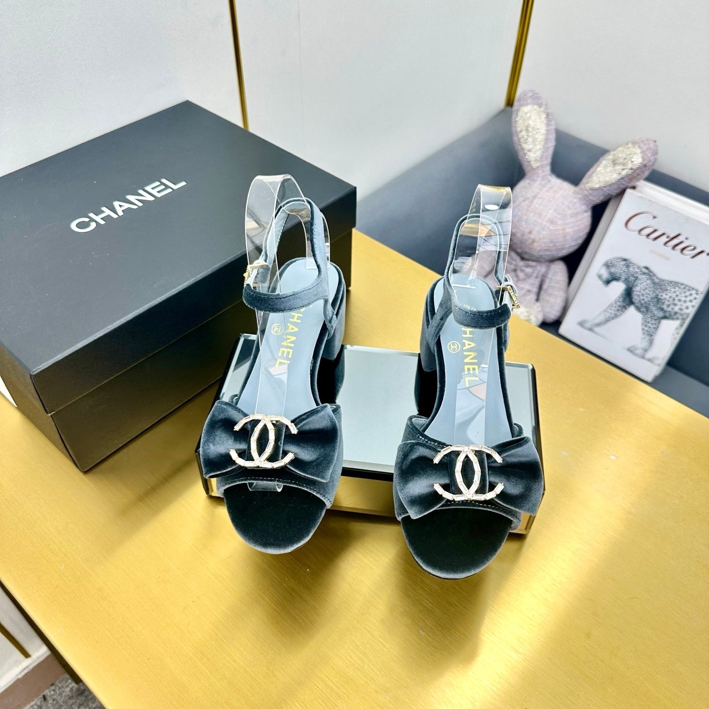 CC 25 Sandal Heels Gray Velvet 238482