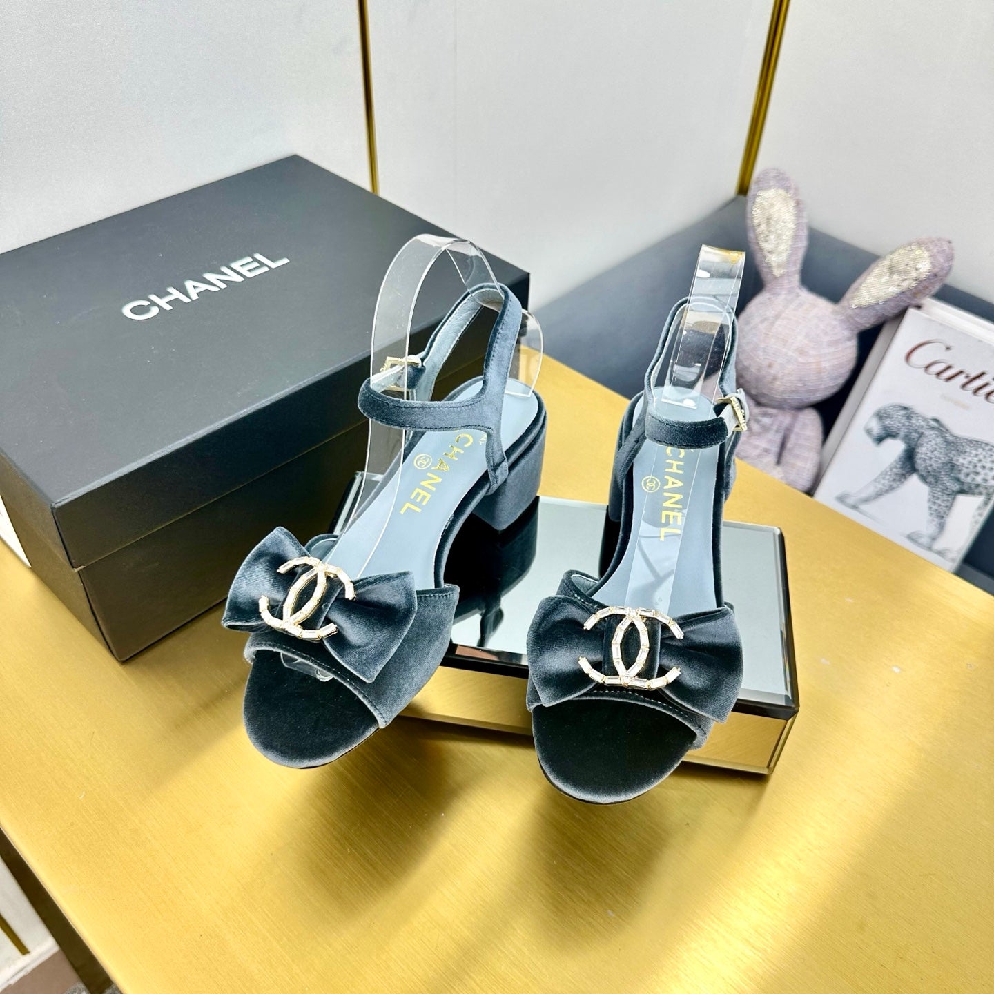 CC 25 Sandal Heels Gray Velvet 238482