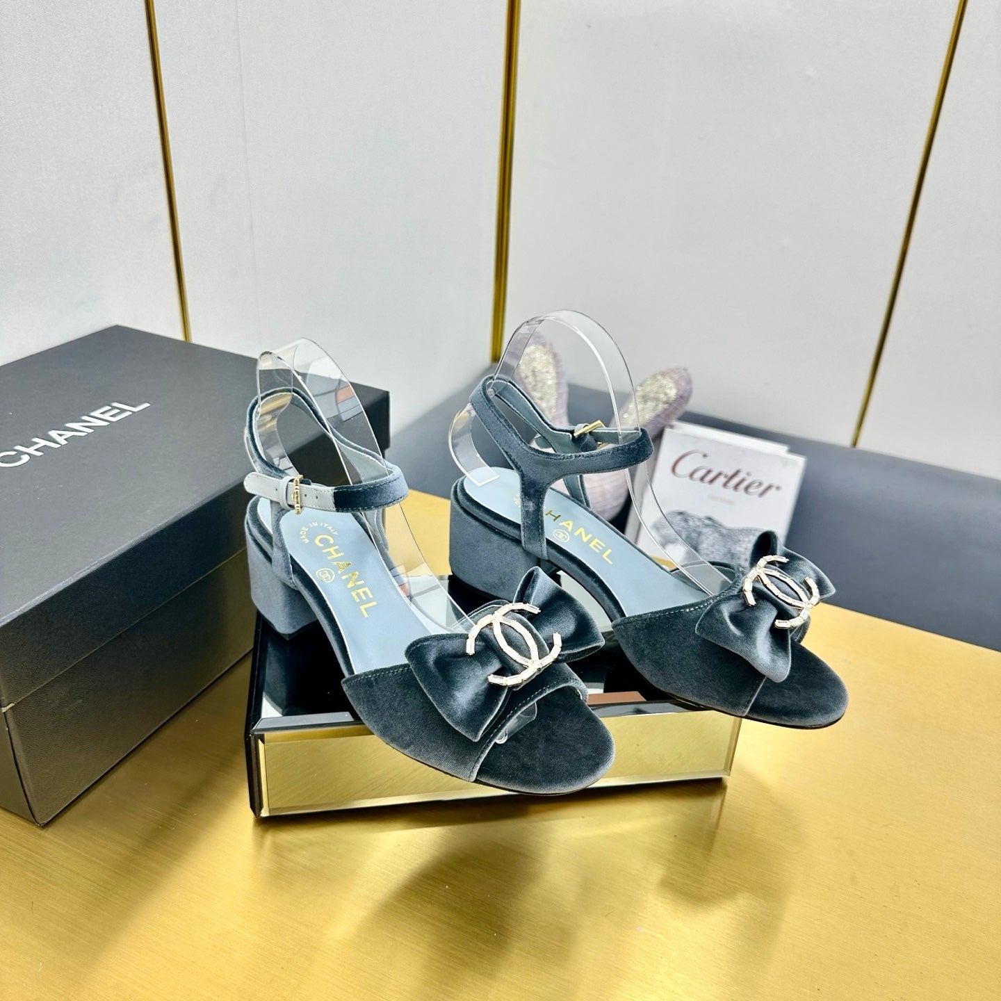 CC 25 Sandal Heels Gray Velvet 238482