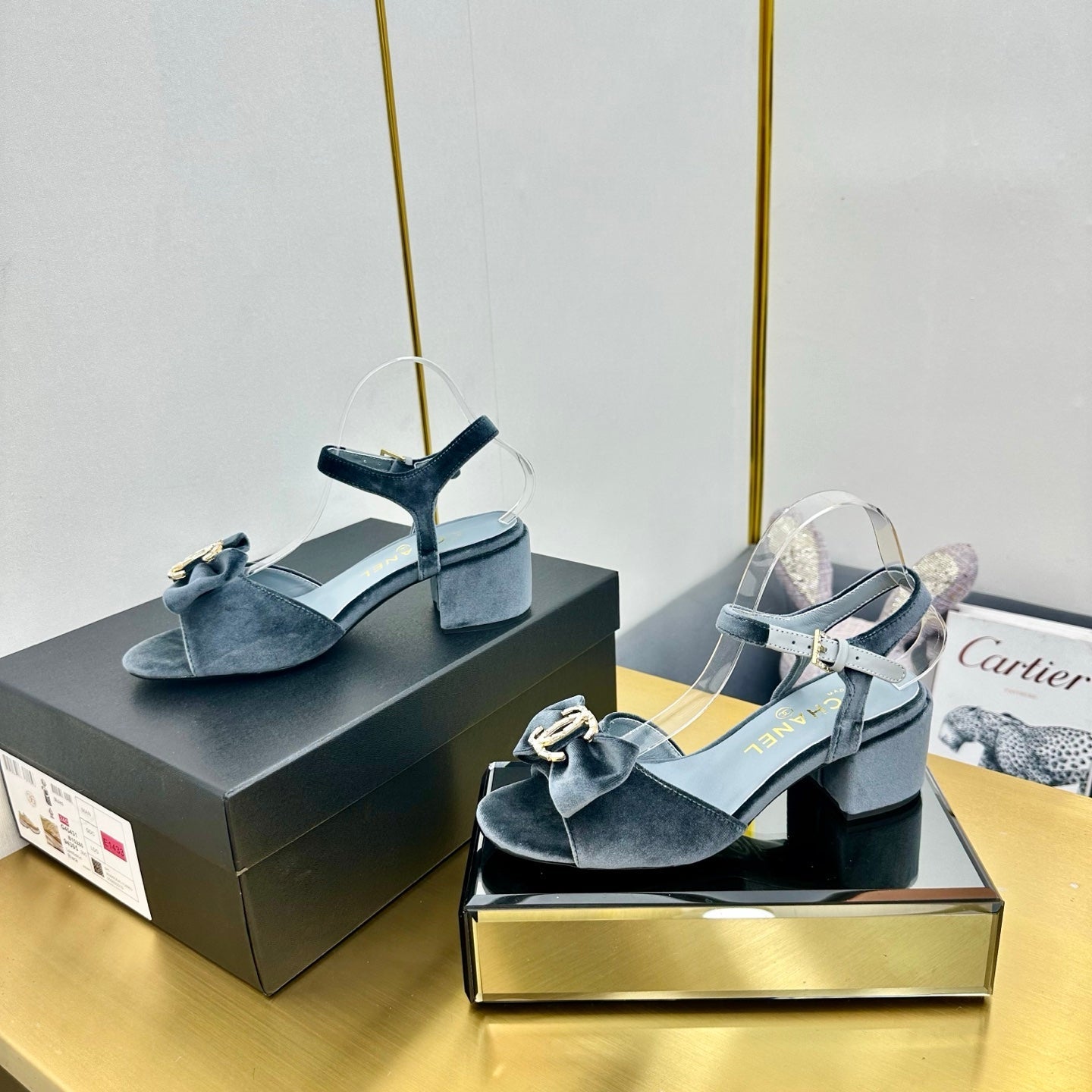 CC 25 Sandal Heels Gray Velvet 238482
