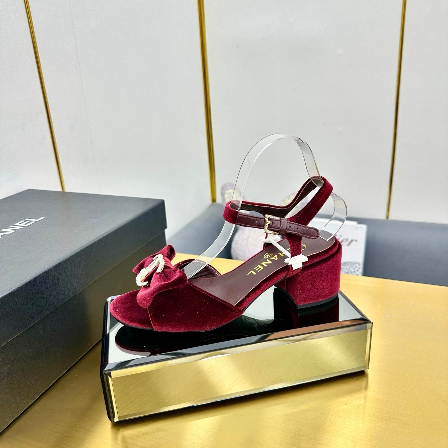 CC 25 Sandal Heels Burgundy Red Velvet 238484