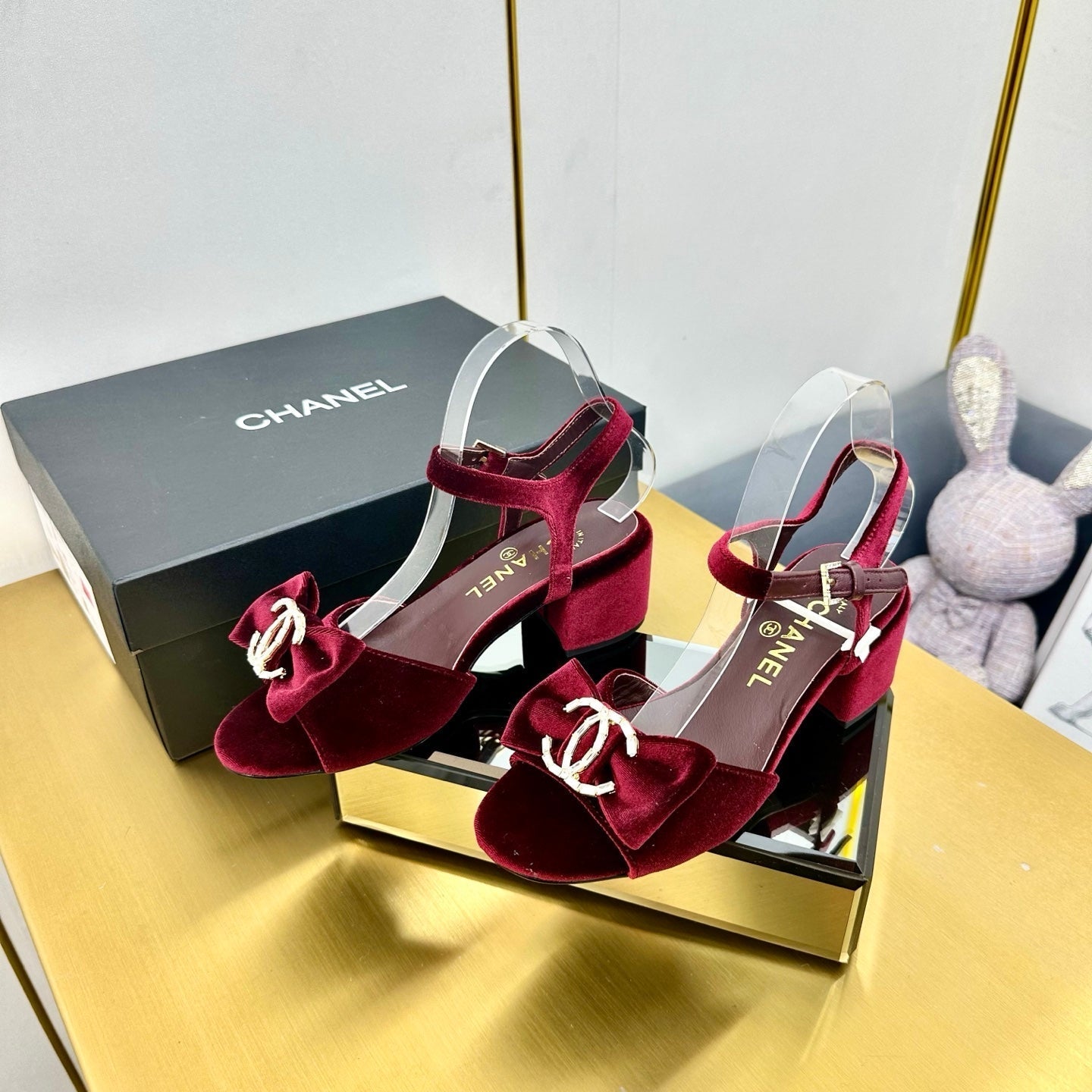 CC 25 Sandal Heels Burgundy Red Velvet 238484