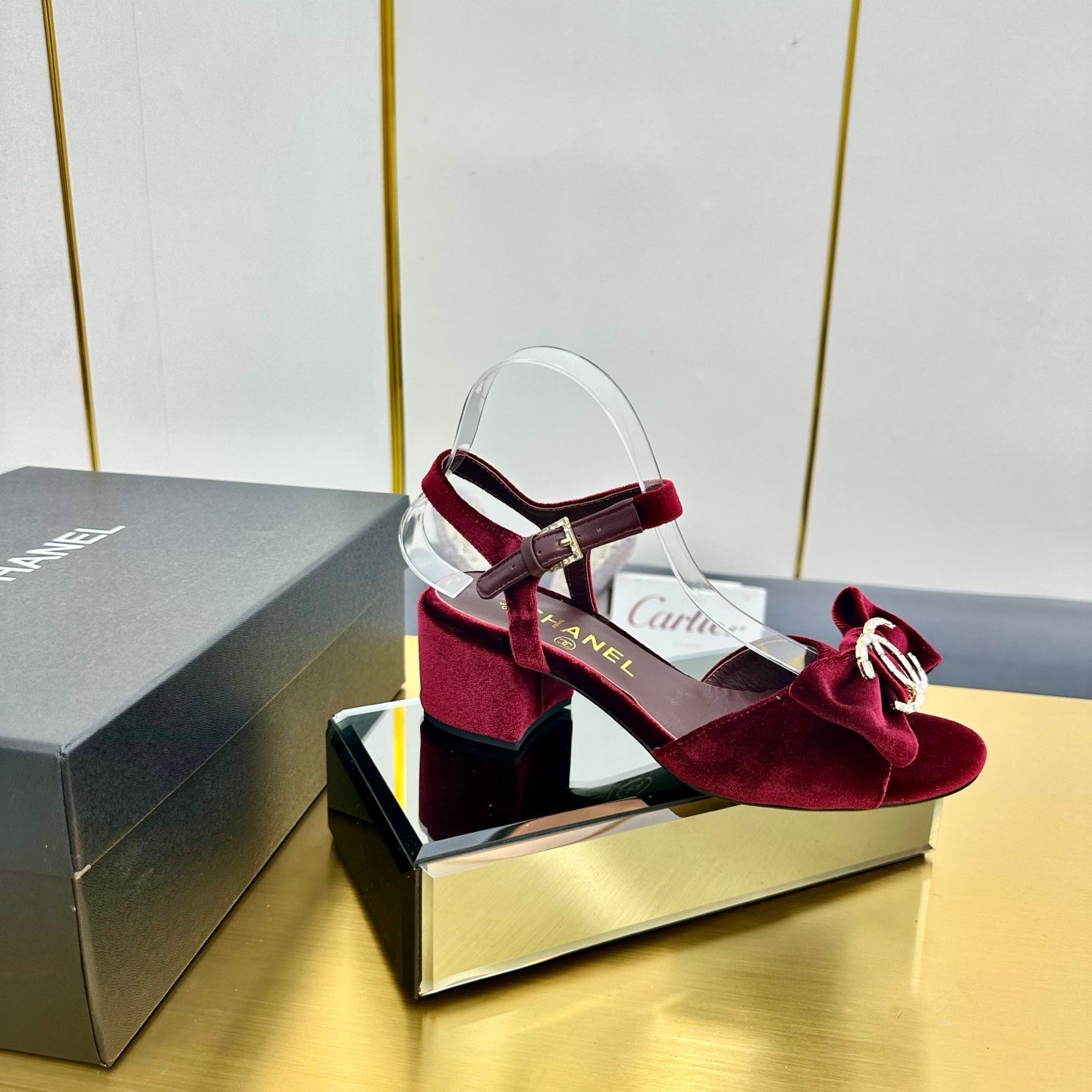 CC 25 Sandal Heels Burgundy Red Velvet 238484