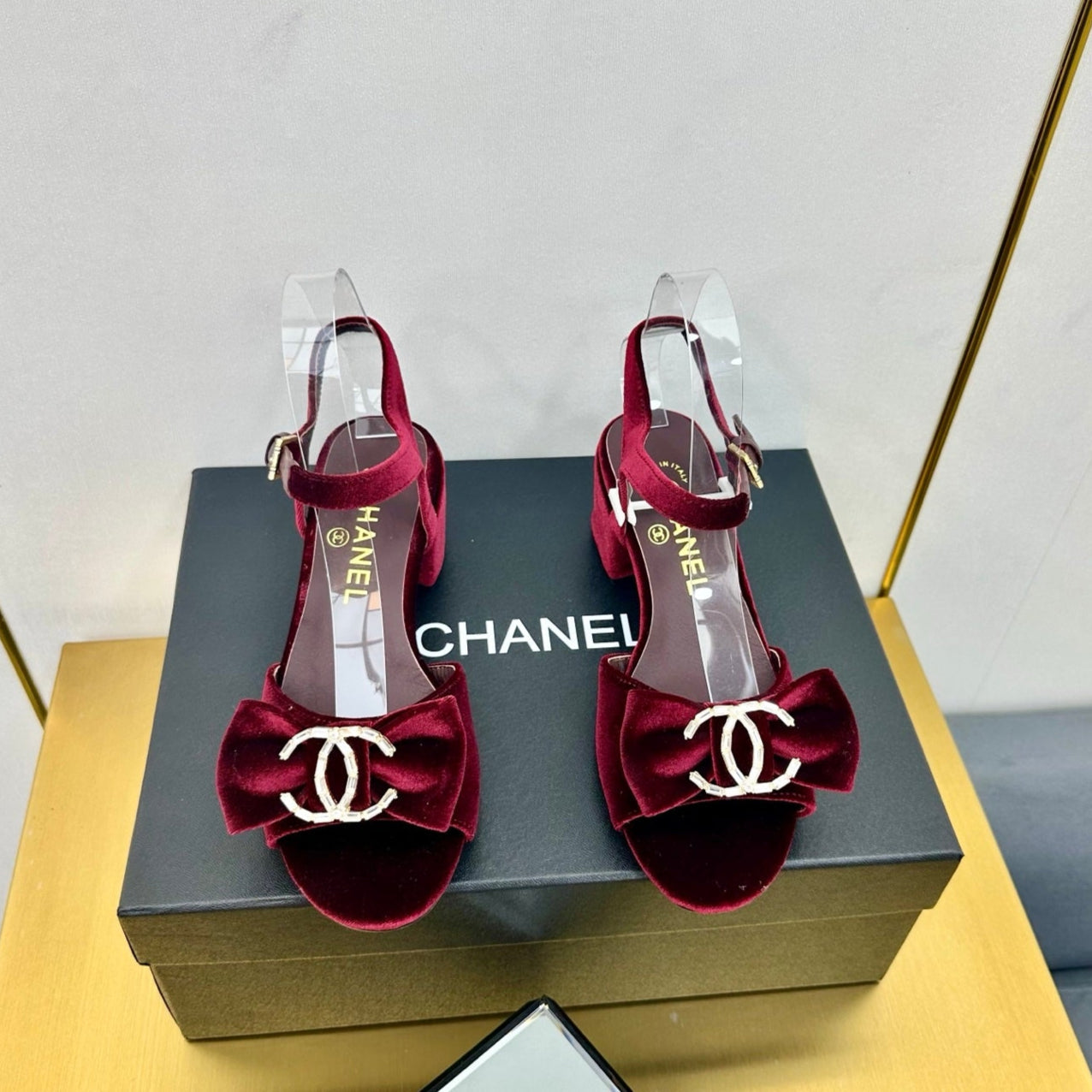 CC 25 Sandal Heels Burgundy Red Velvet 238484