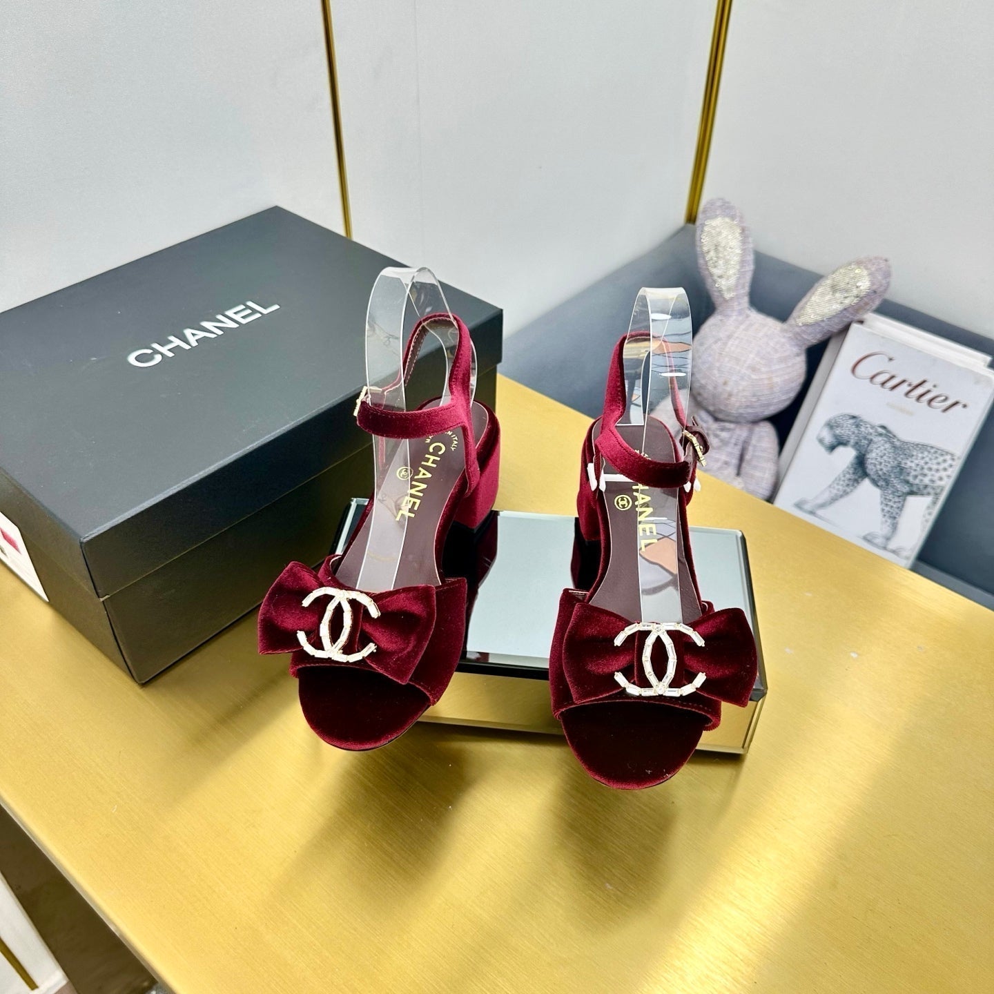 CC 25 Sandal Heels Burgundy Red Velvet 238484