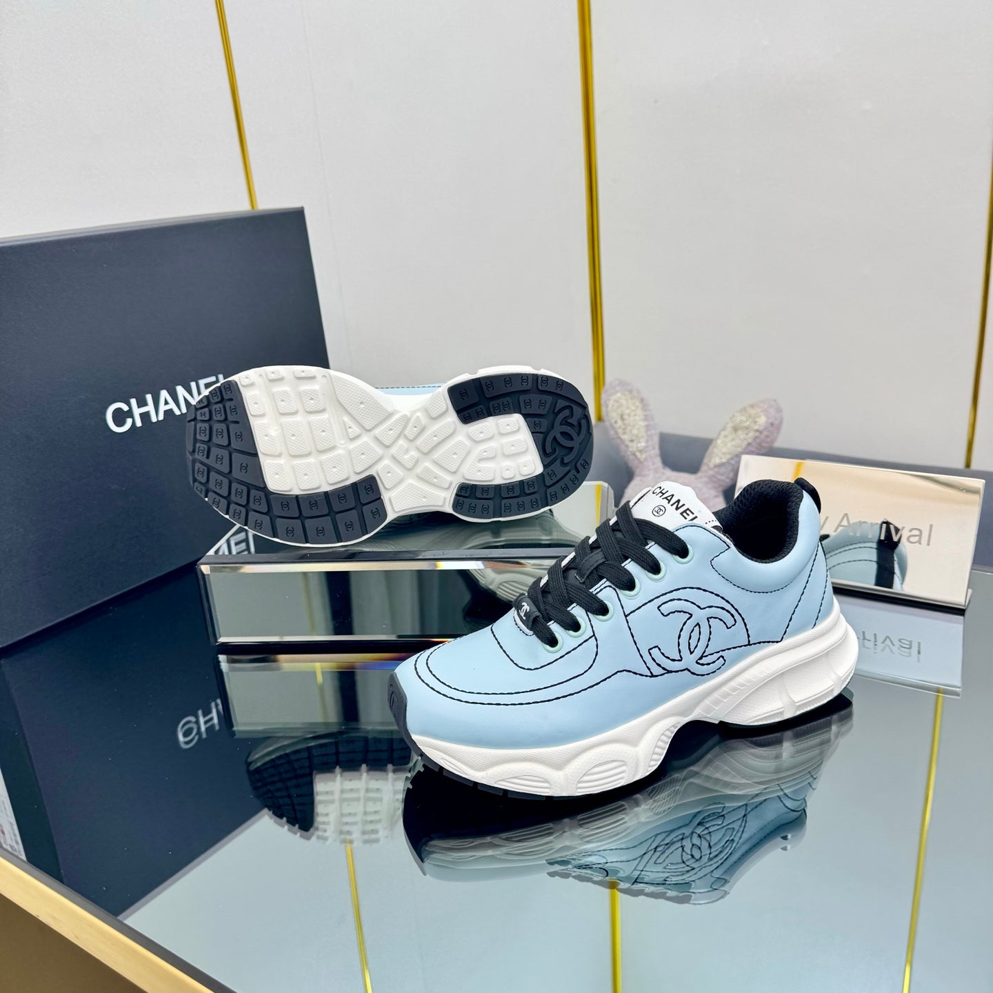 CC Sneaker Sky Blue with Logo Cowhide 238619