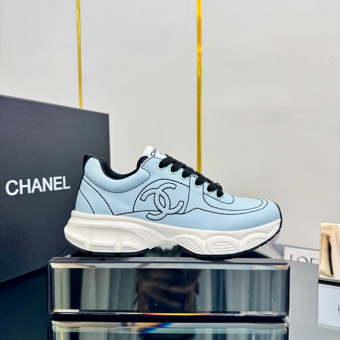 CC Sneaker Sky Blue with Logo Cowhide 238619