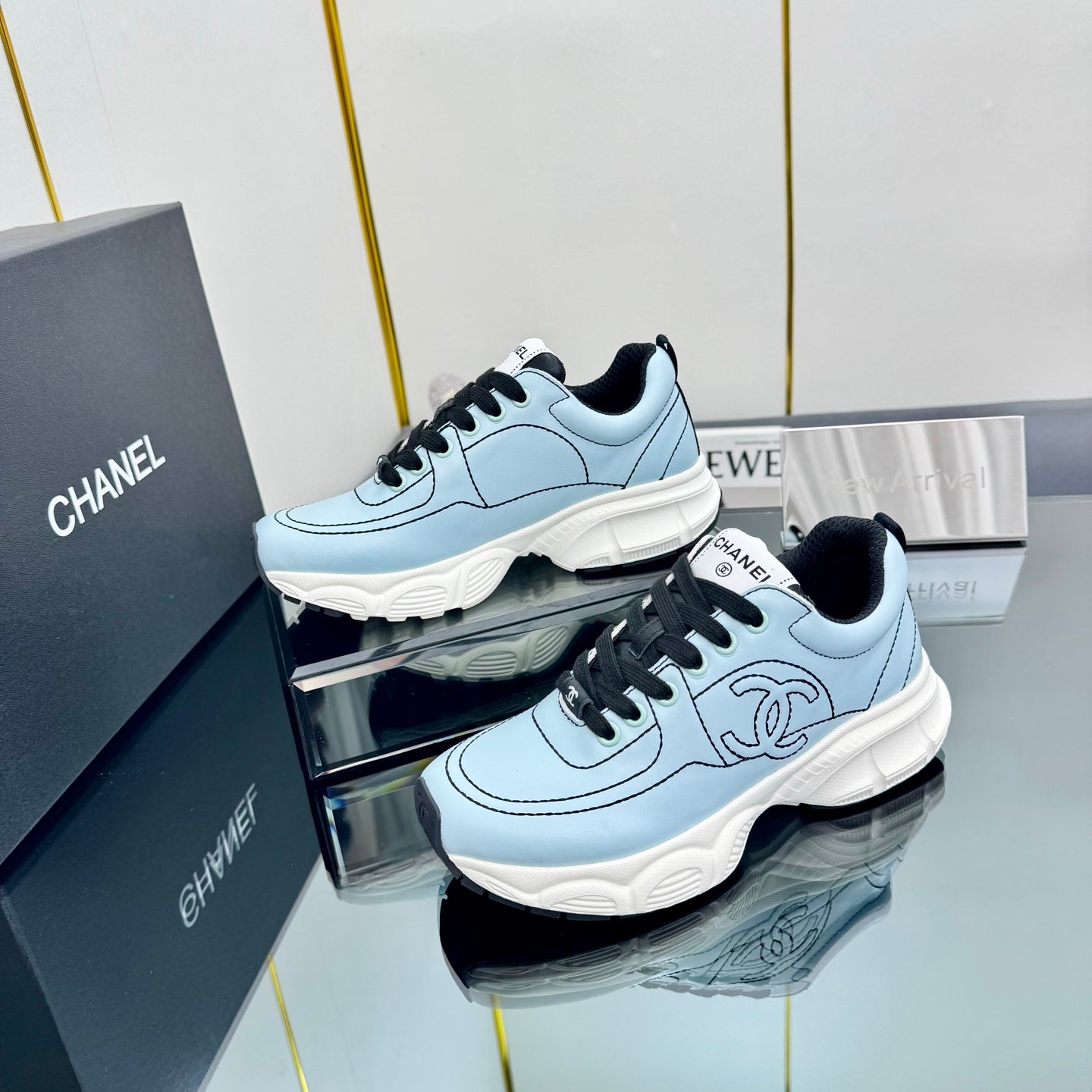 CC Sneaker Sky Blue with Logo Cowhide 238619