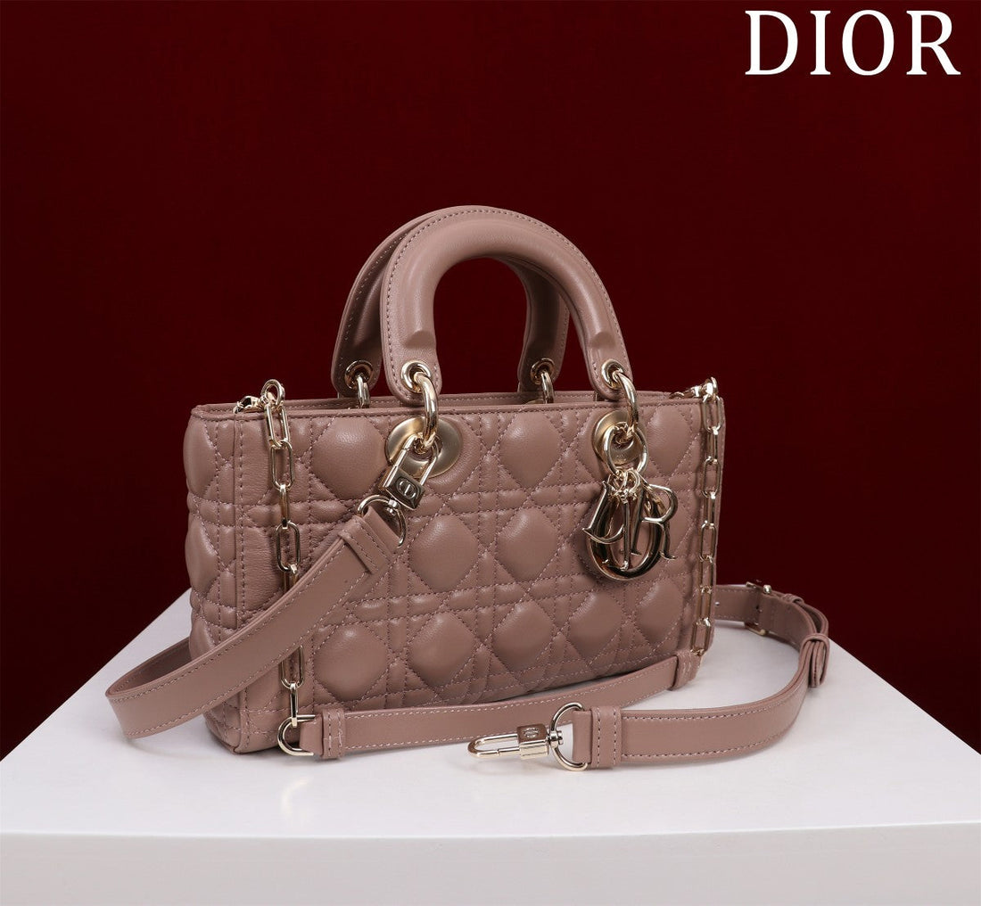 medium lady d-joy 26 chocolate lambskin
