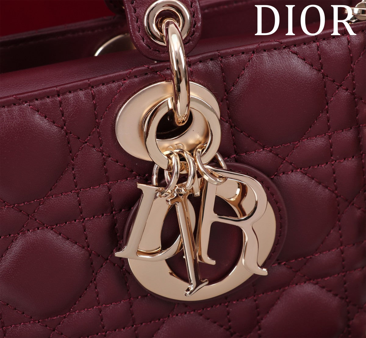 medium lady d-joy 26 burgundy lambskin