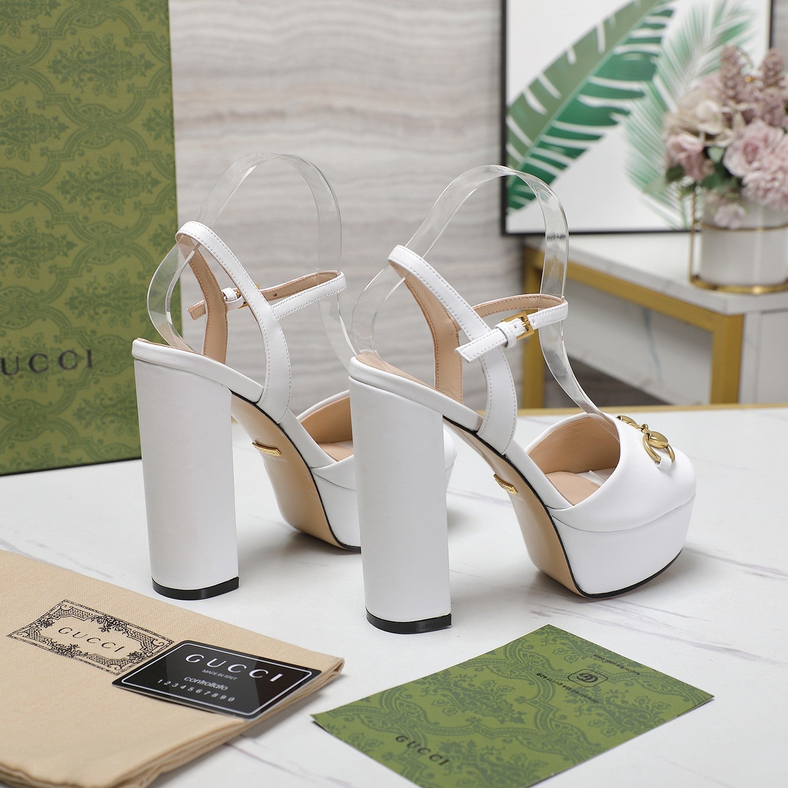 GG Sandales Cuir Noir White