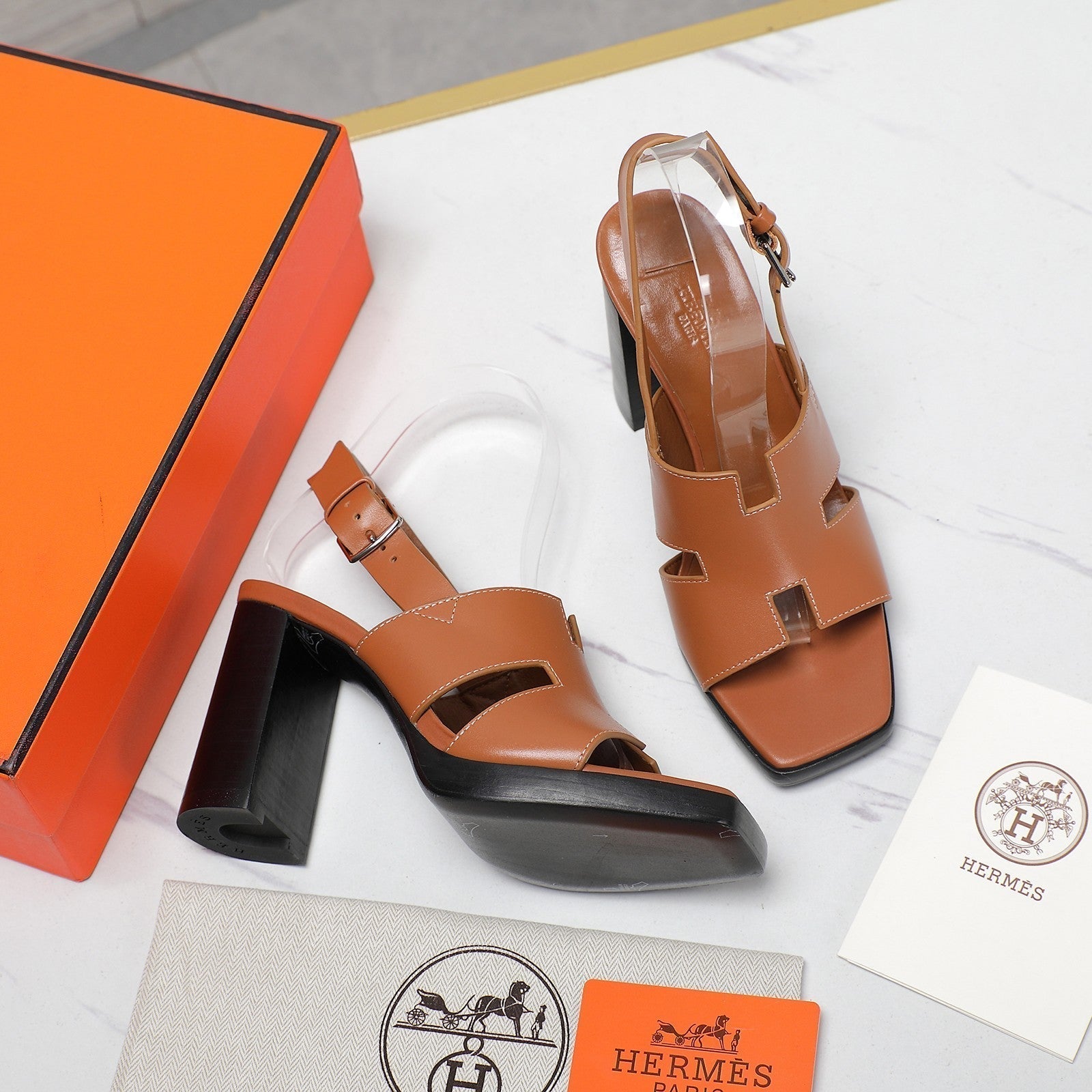 ERIS 95 SANDAL CARAMEL CALFSKIN