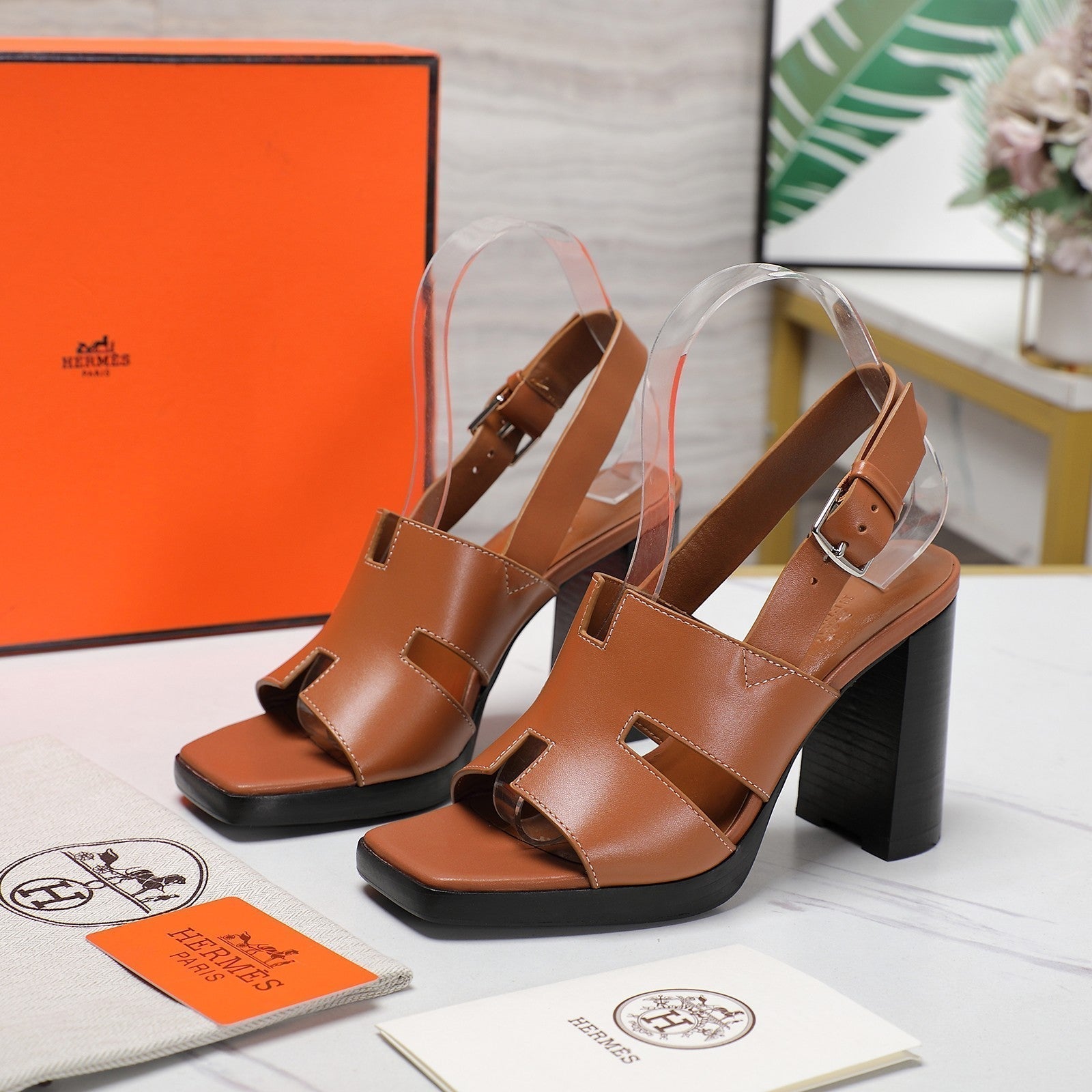 ERIS 95 SANDAL CARAMEL CALFSKIN