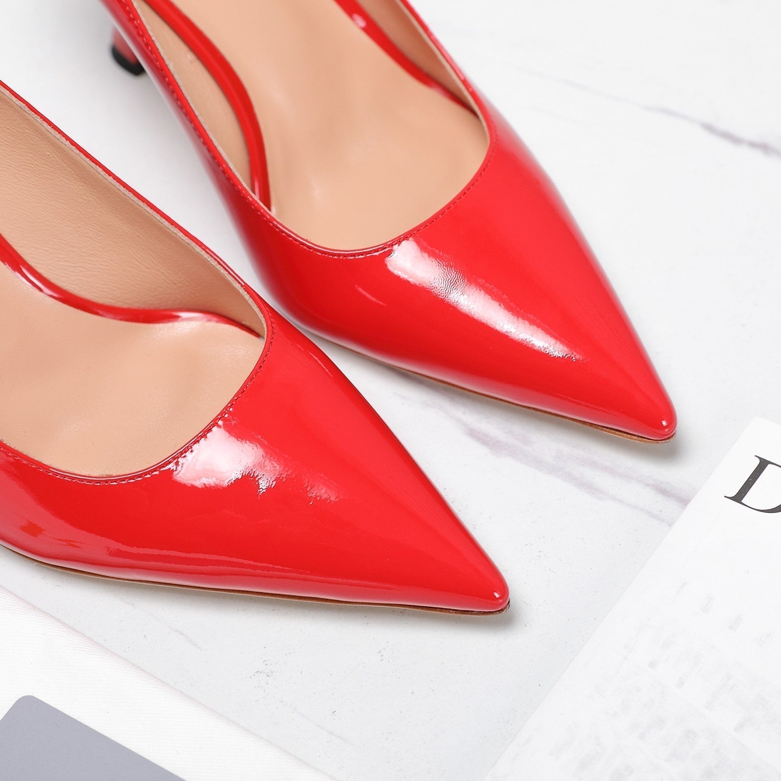 CD Tribales Pump 80mm Glossy Red Orange Cowhide