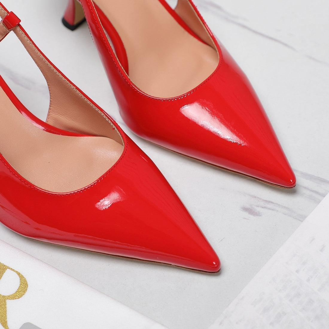 CD Tribales Slingback Pump Glossy Red Orange Cowhide