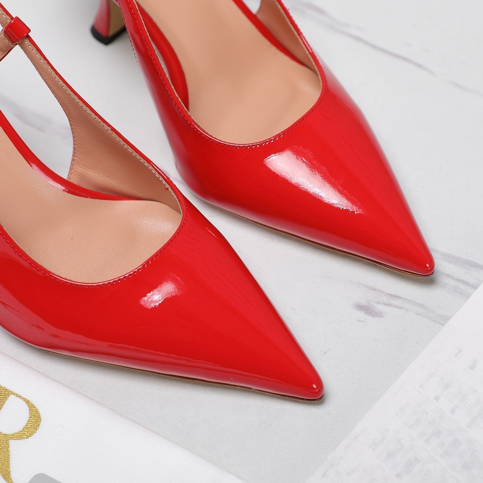 CD Tribales Slingback Pump Glossy Red Orange Cowhide