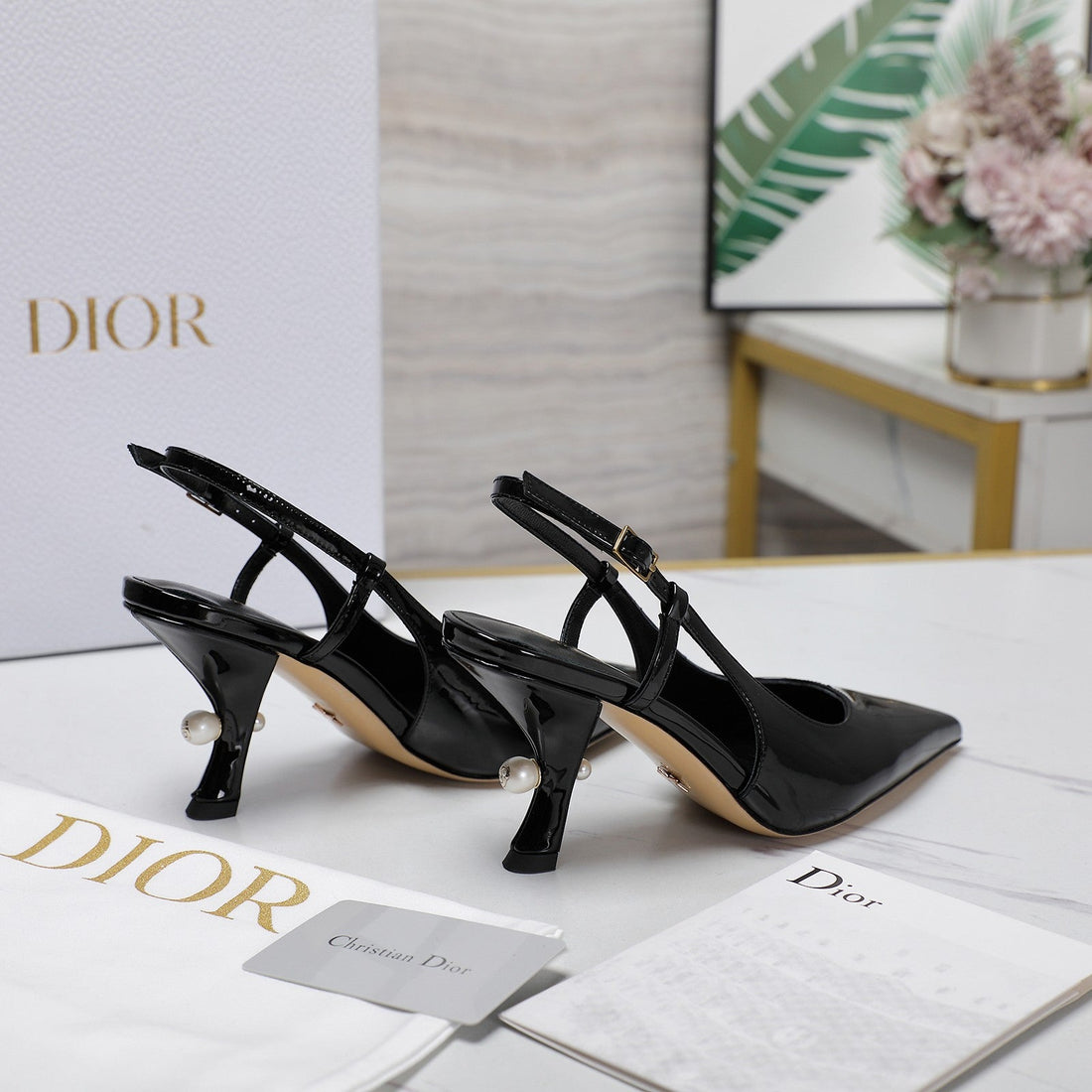 CD Tribales Slingback Pump Glossy Black Cowhide