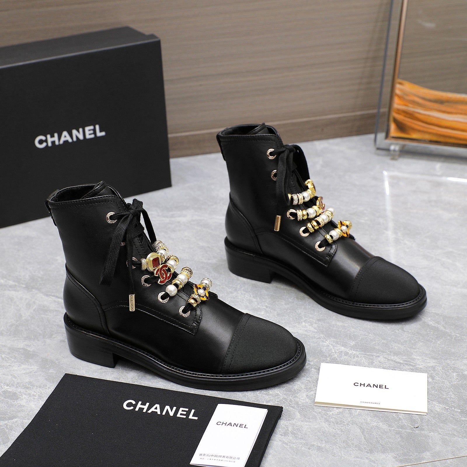 CC Ankle Boots 30mm Black Plain Cowhide