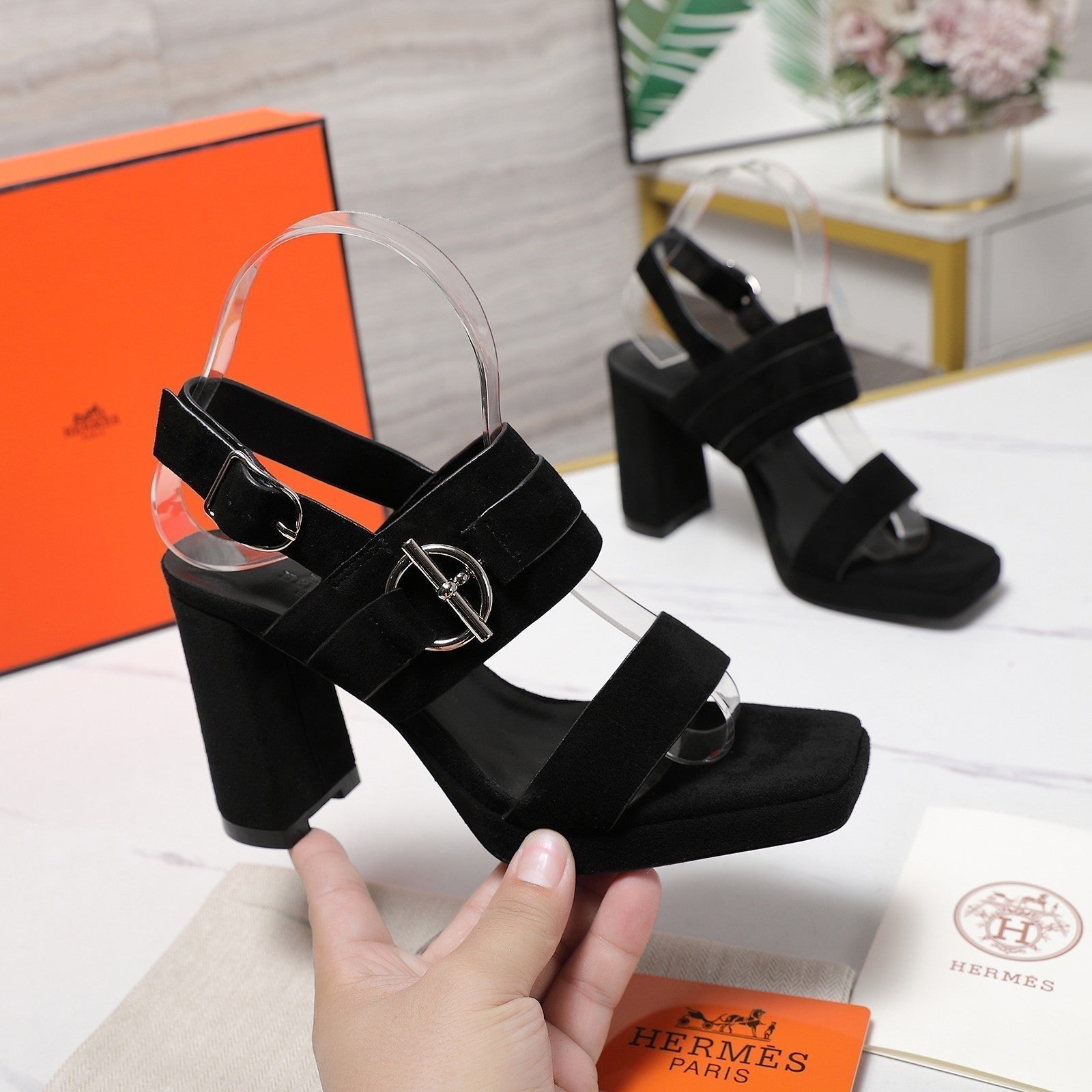 HM 25 Slingback Keen 90 Black Suede