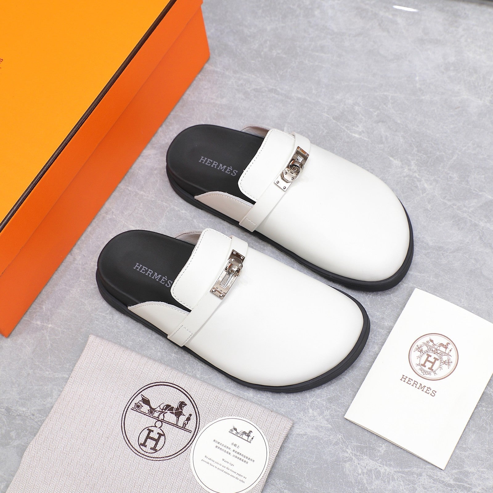 HM 25 Carlotta Mule White Calfskin