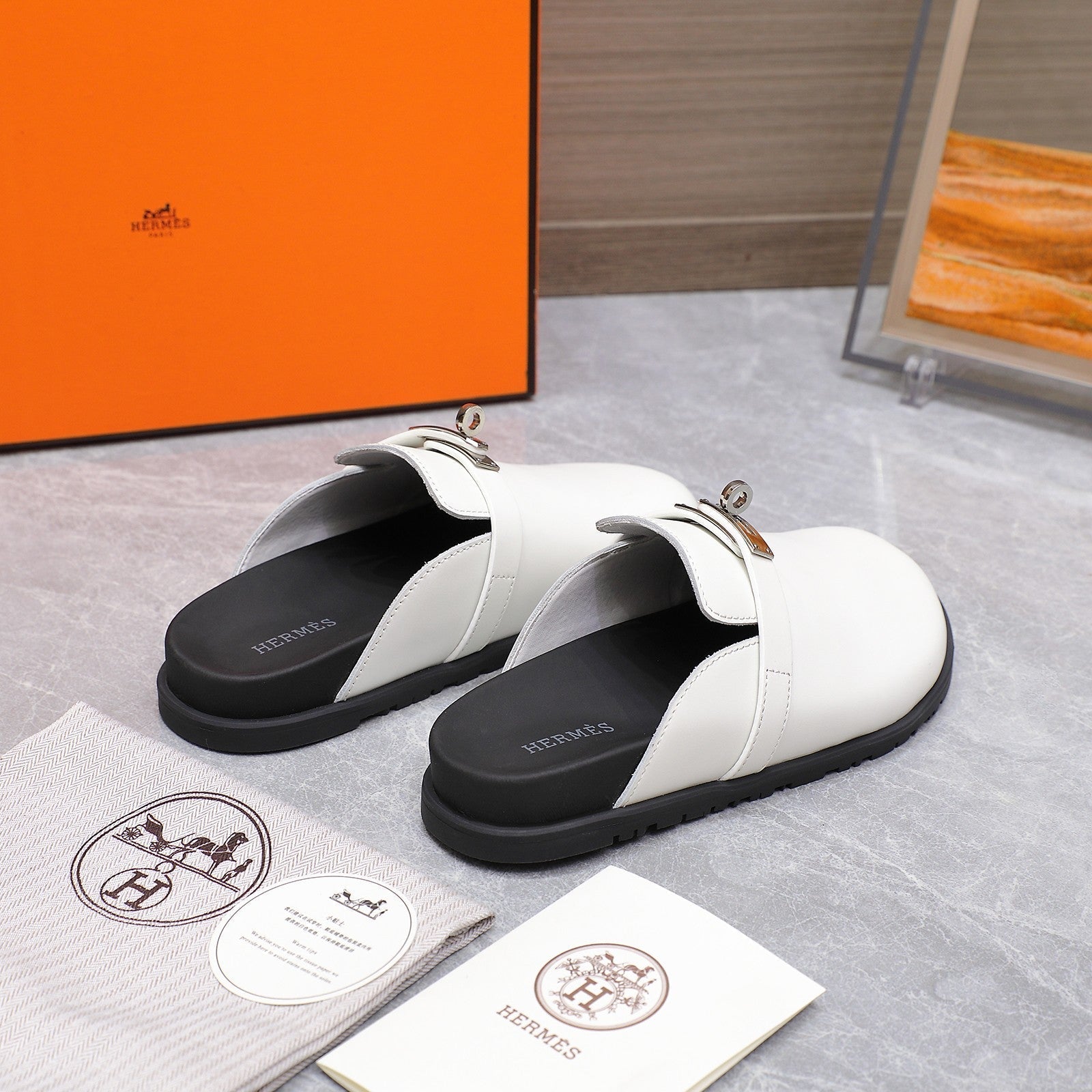 HM 25 Carlotta Mule White Calfskin