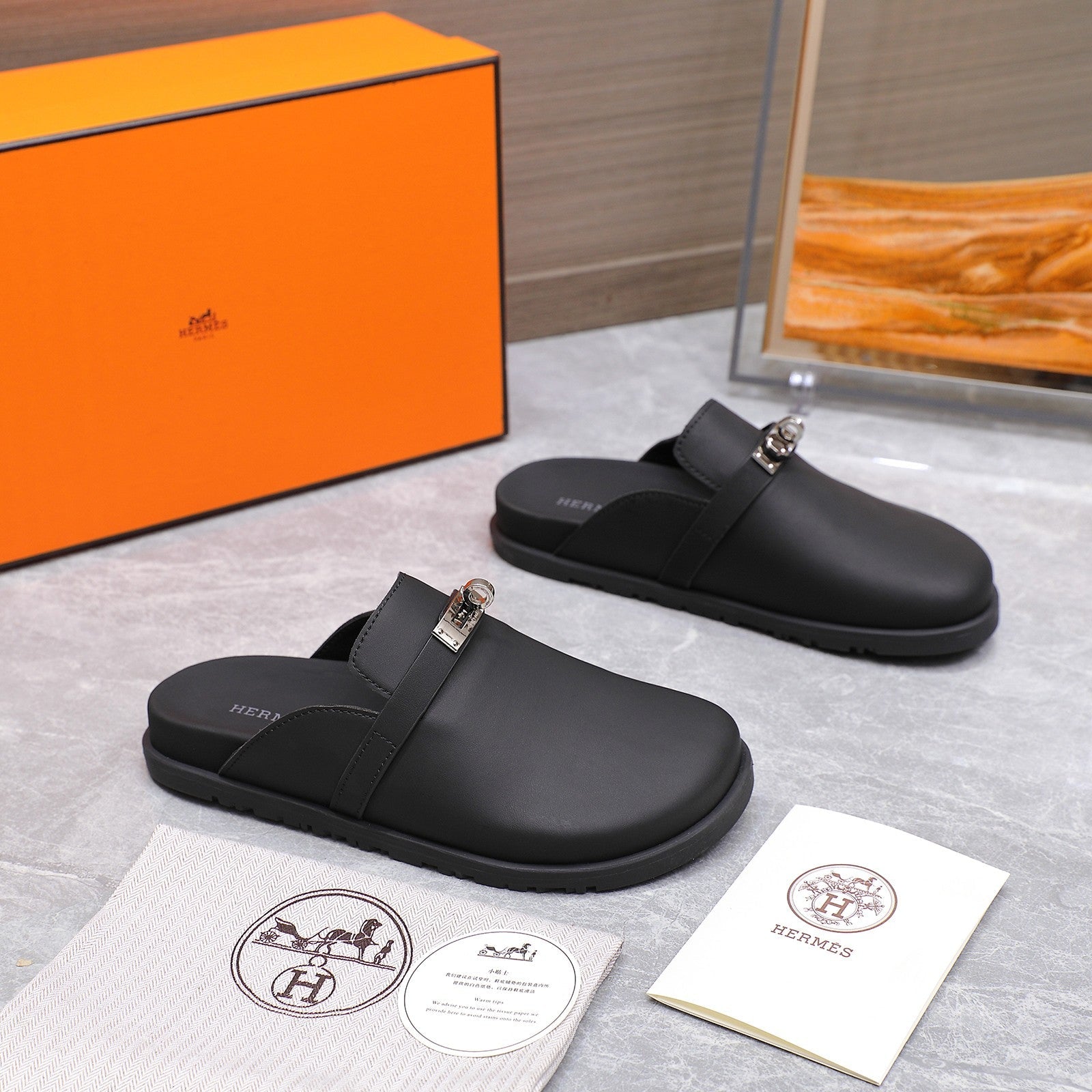 HM 25 Carlotta Mule Black Calfskin