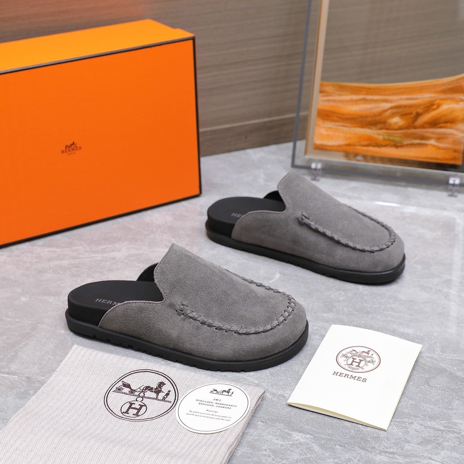 HM 25 Johan Mule Grey Suede