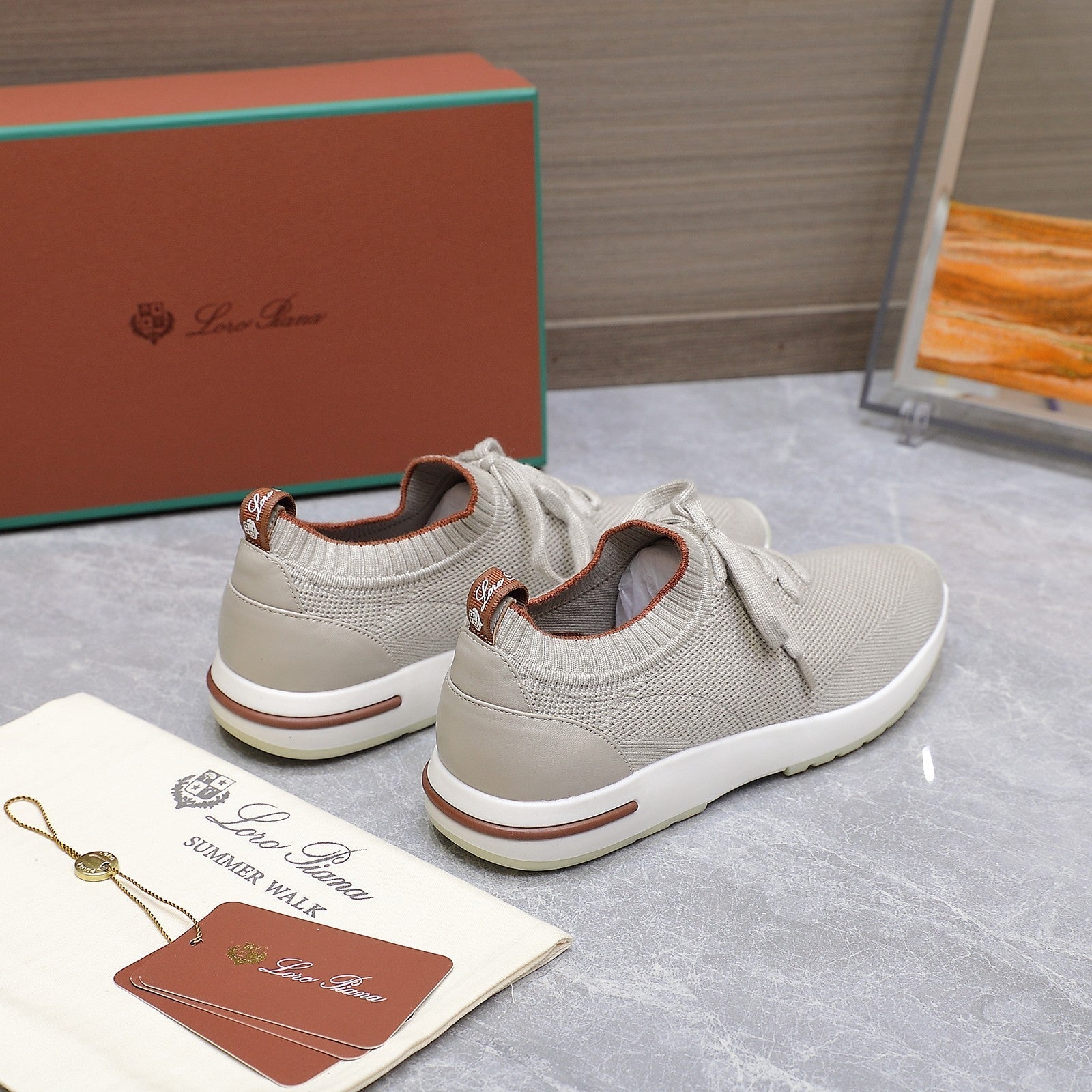 LP lady Flexy Walk  Sneaker Power Pearl mix Orange Wool And Calfskin 310447