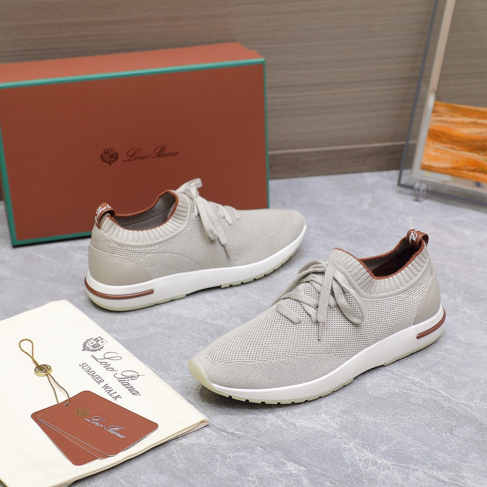 LP lady Flexy Walk  Sneaker Power Pearl mix Orange Wool And Calfskin 310447