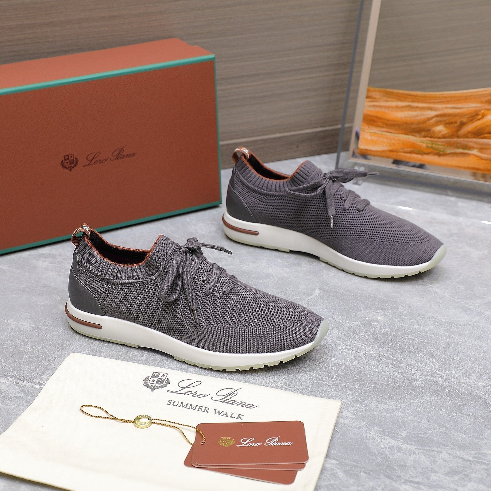 LP lady Flexy Walk  Sneaker Dark Gray Wool And Calfskin 310449