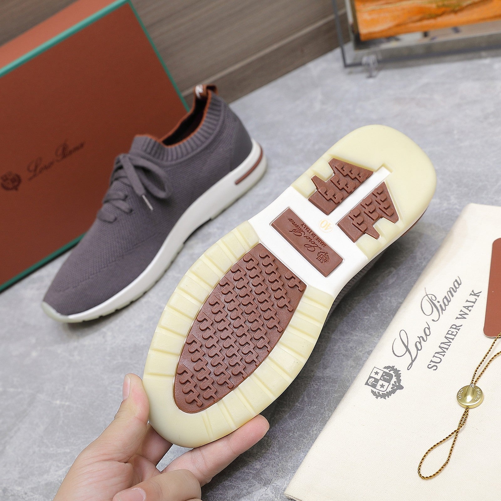 LP lady Flexy Walk  Sneaker Dark Gray Wool And Calfskin 310449