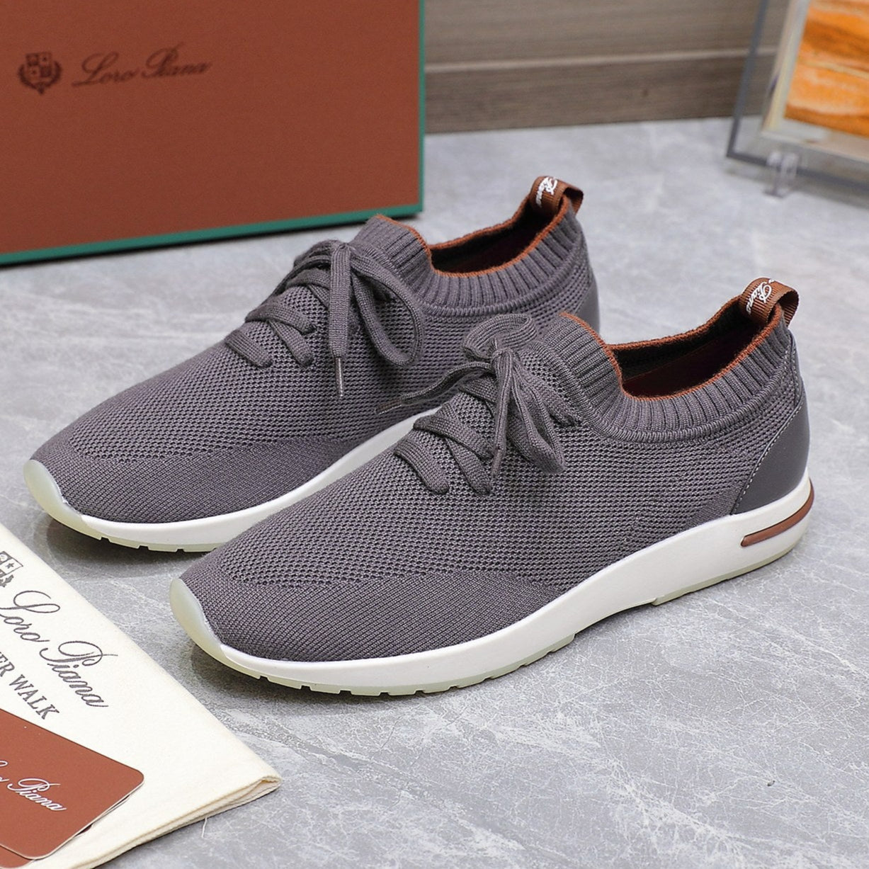 LP lady Flexy Walk  Sneaker Dark Gray Wool And Calfskin 310449