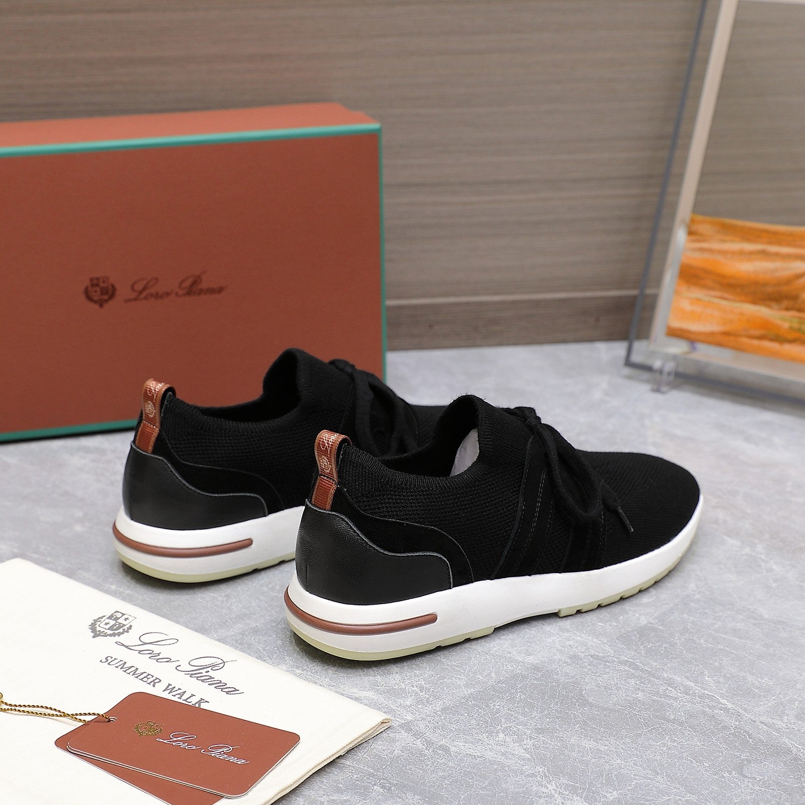 LP lady Flexy Walk Sneaker Black Wool And Calfskin 310456