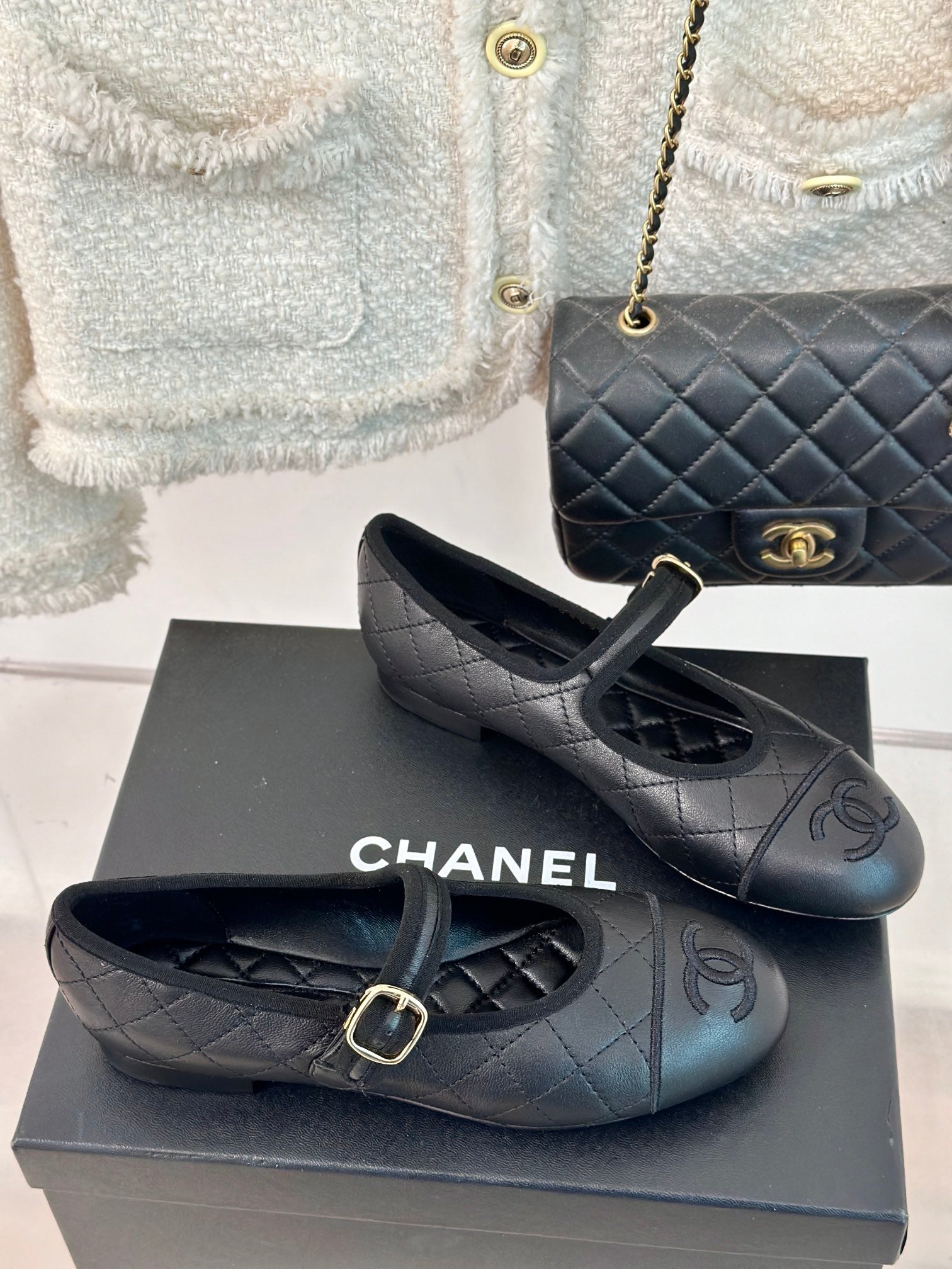 mary janes black quilted lambskin