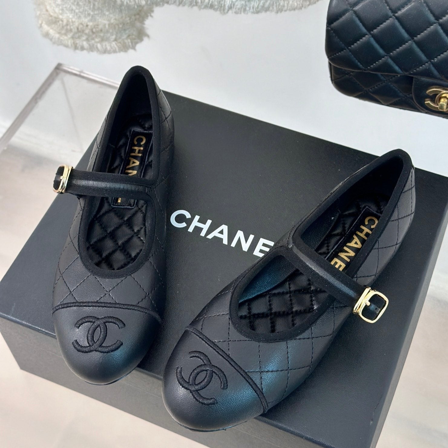 mary janes black quilted lambskin