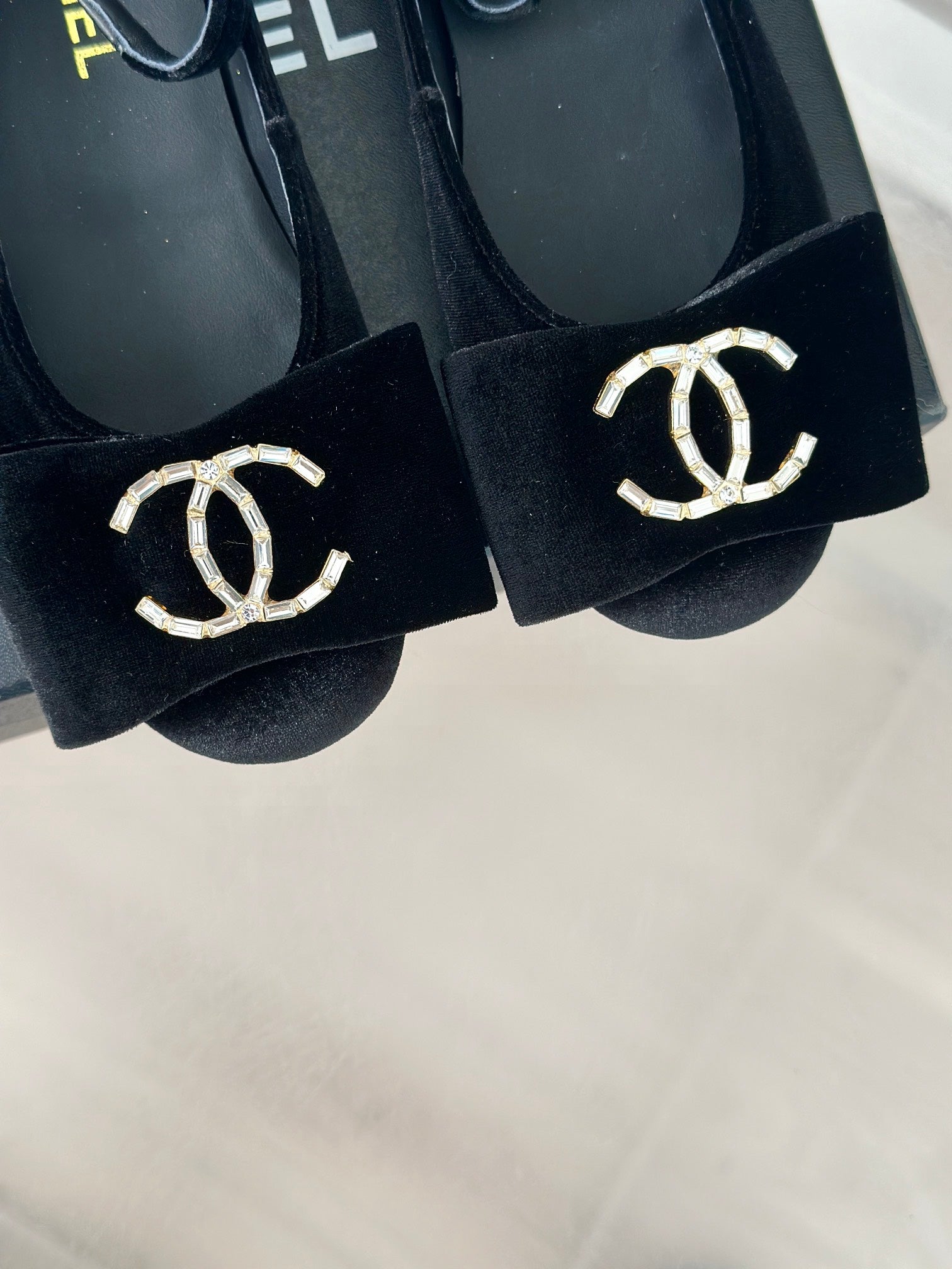 CC Mary Jane Black Velvet Lambskin Lining