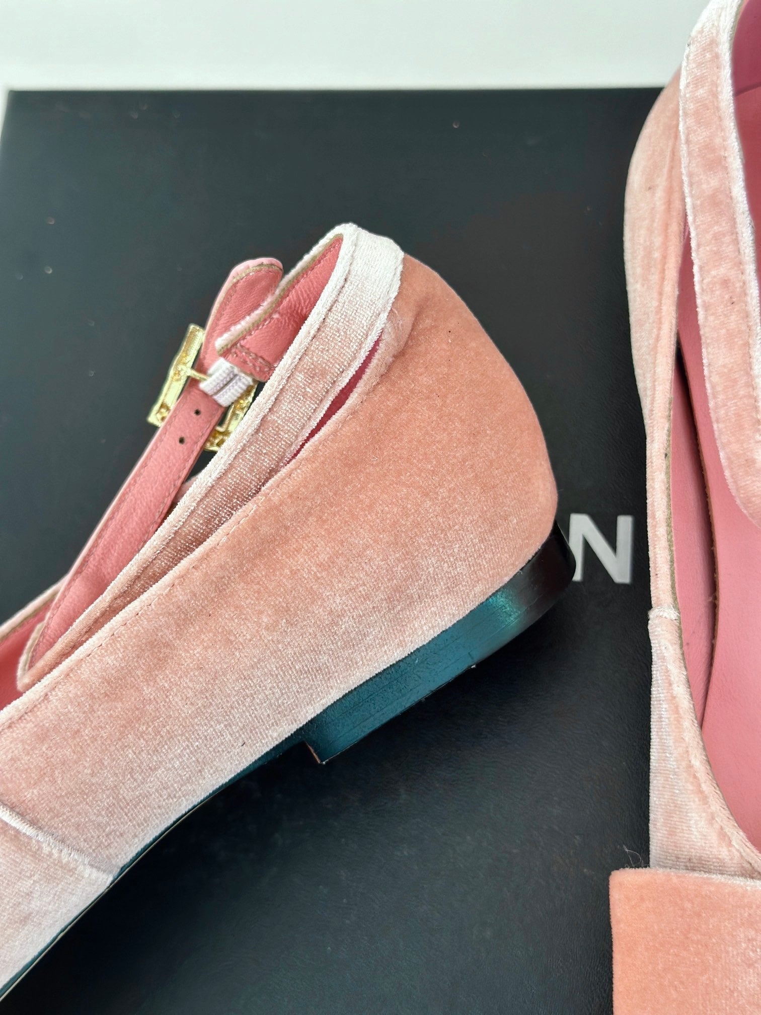 CC Mary Jane Pink Velvet Lambskin lining