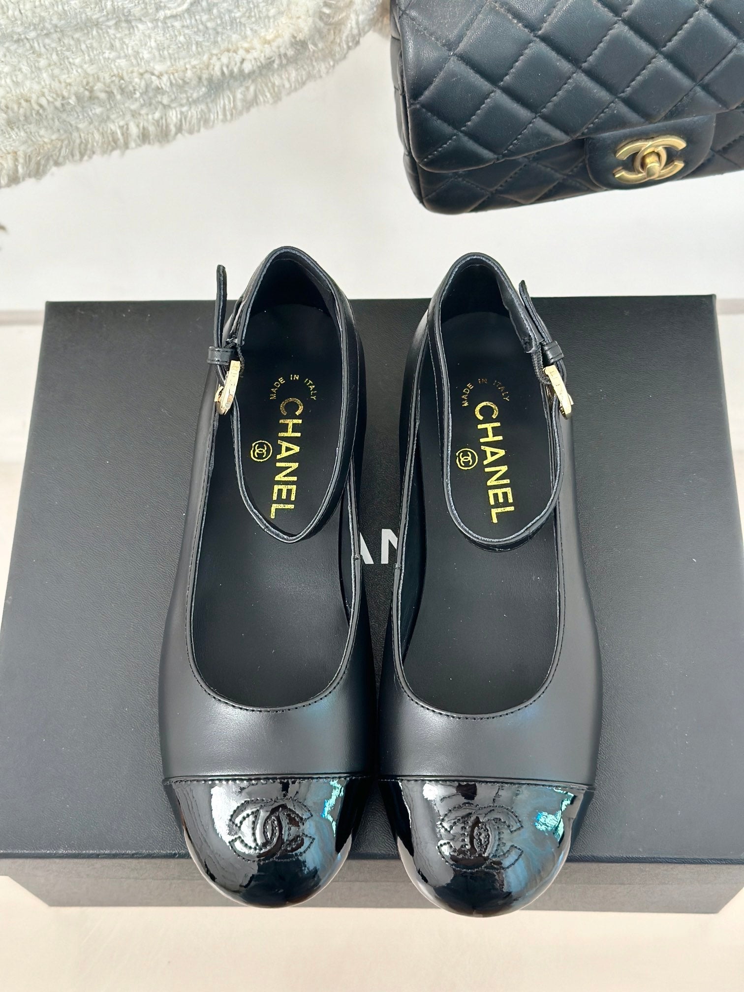 CC Mary Jane Plain Black Round Nose Lambskin