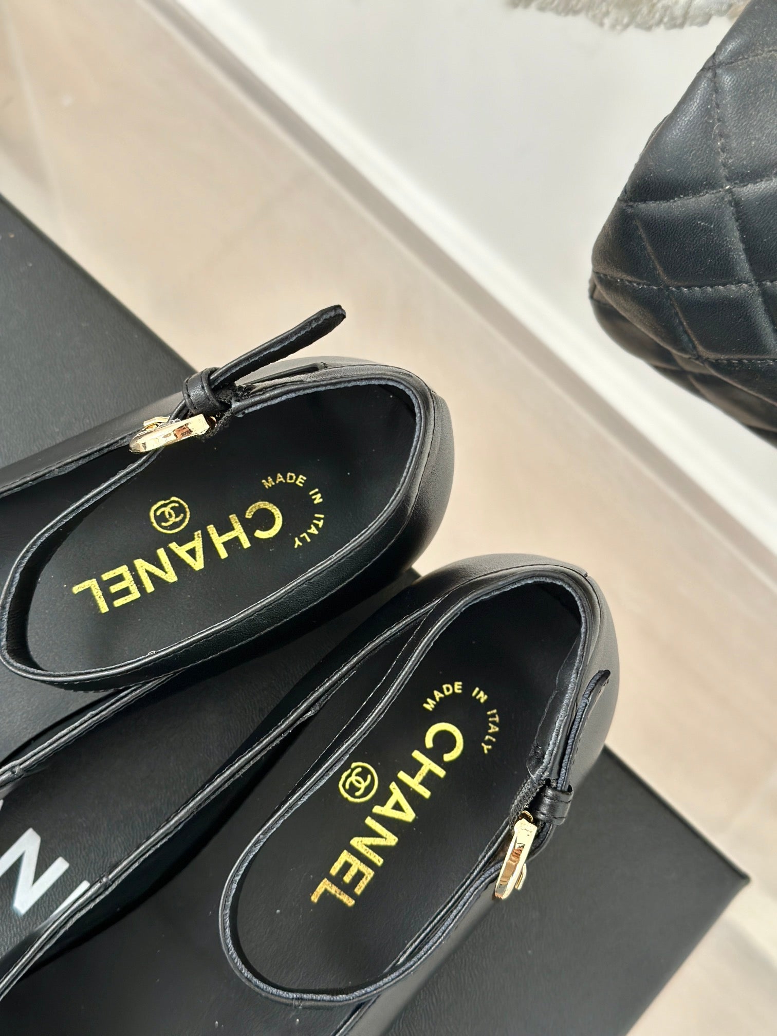 CC Mary Jane Plain Black Round Nose Lambskin