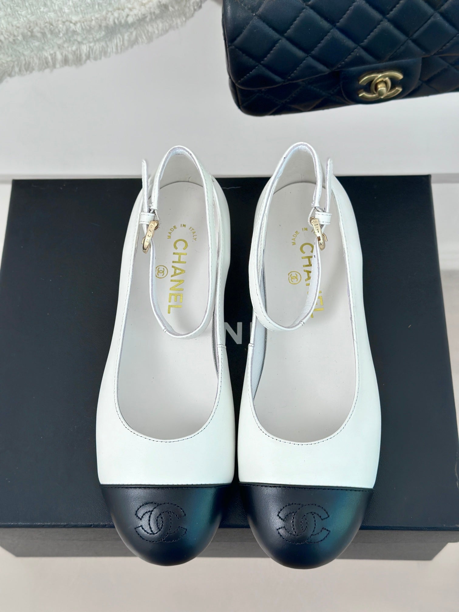 CC Mary Jane White Round Nose Lambskin