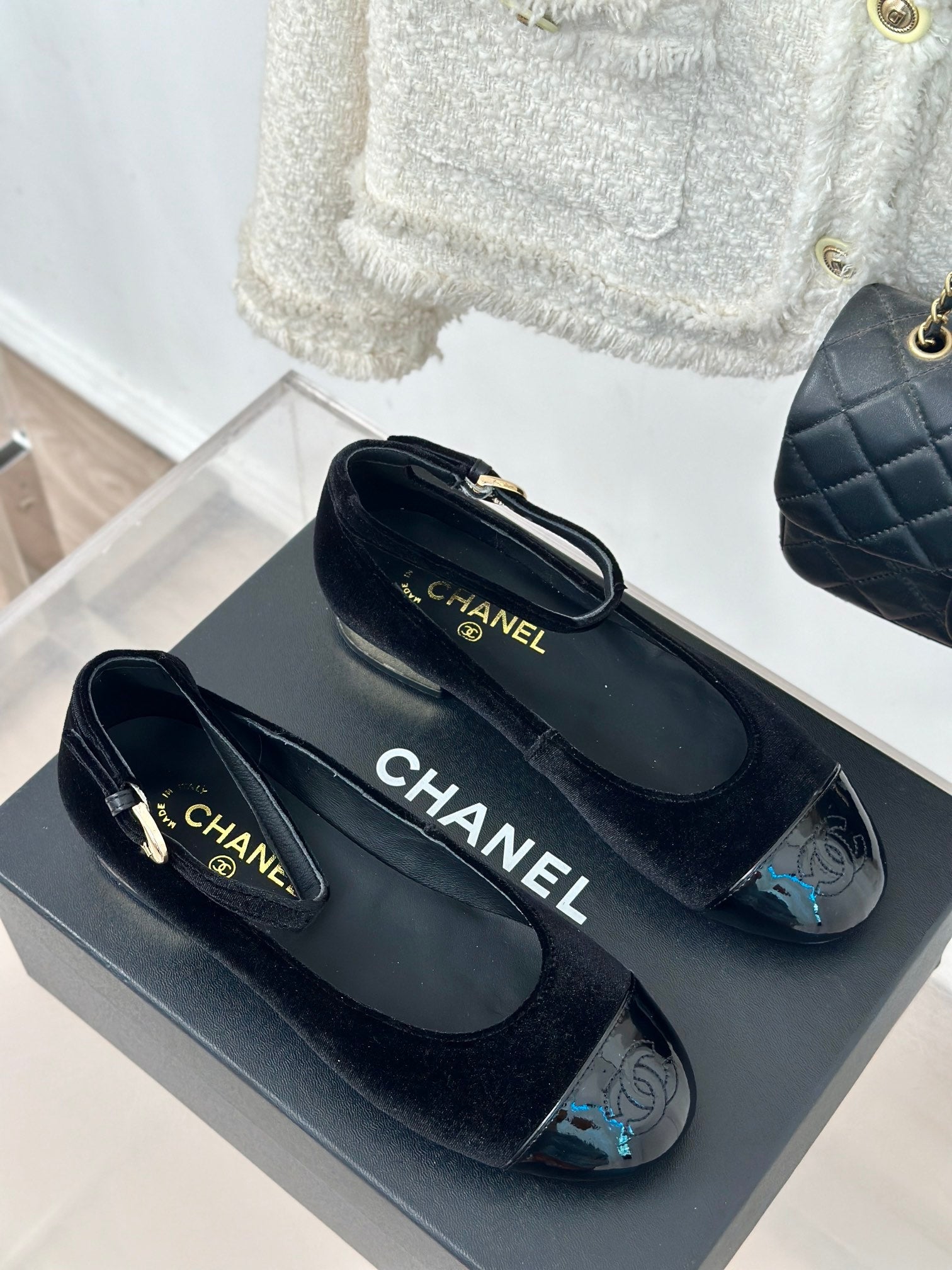 CC Mary Jane Plain Black Round Nose Suede And Lambskin