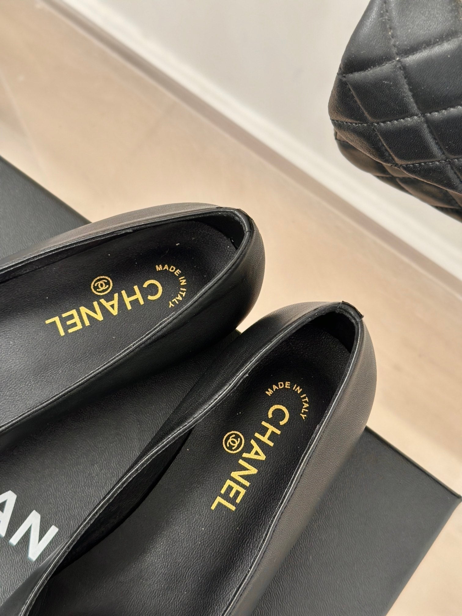 CC Ballet Flats Black With Bow Lambskin