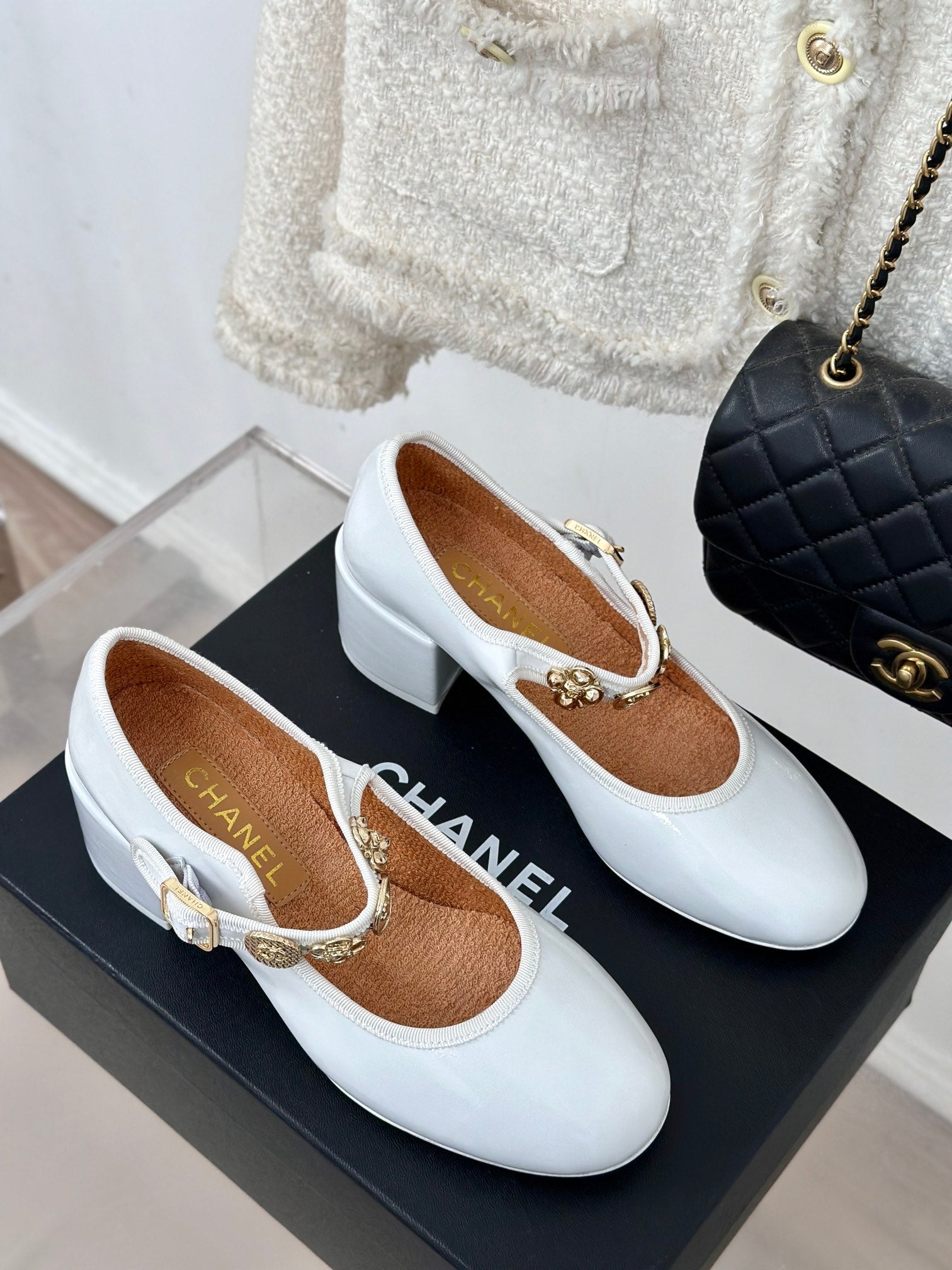 CC High Mary Jane Glossy White Lambskin