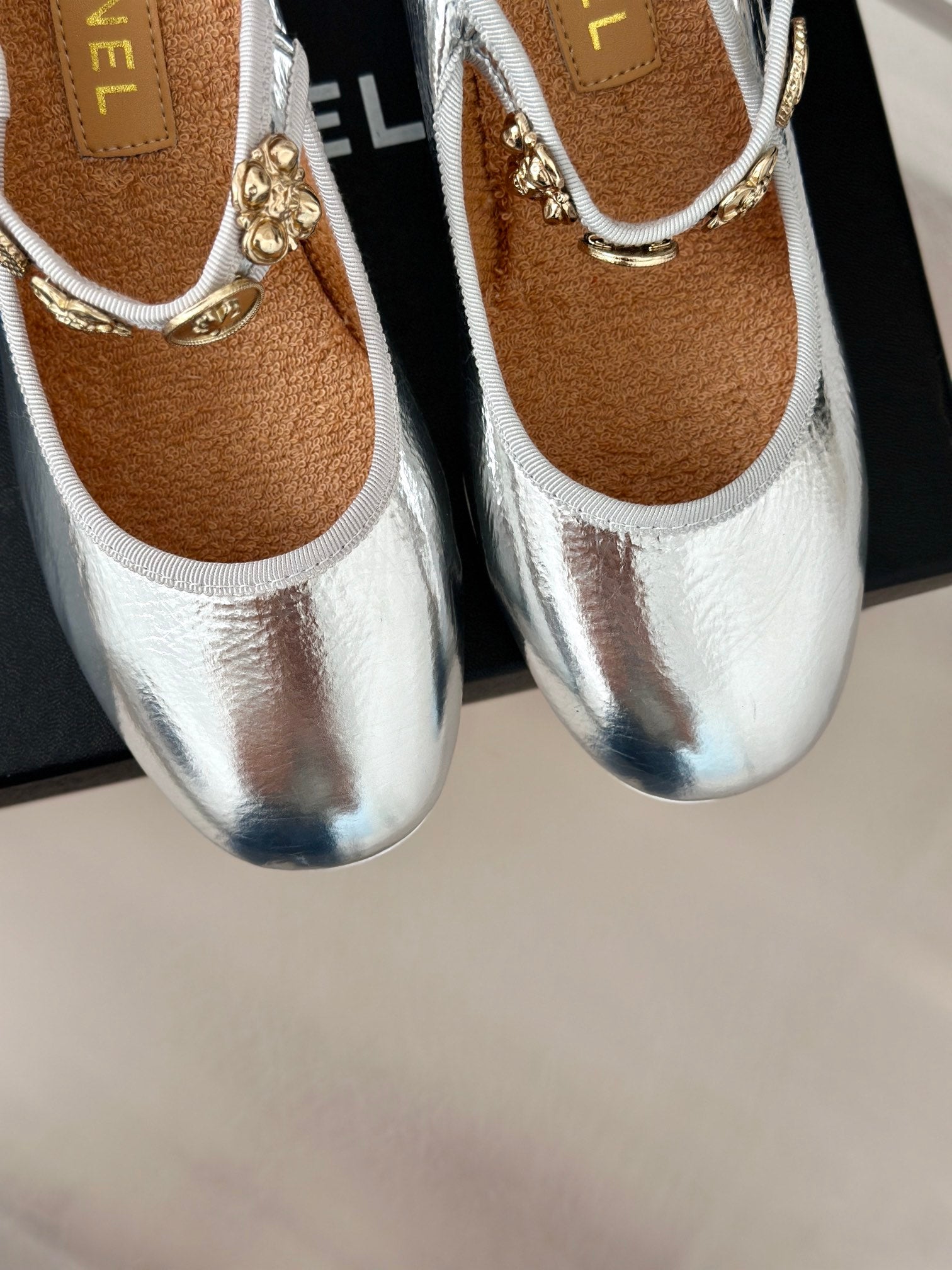 CC High Mary Jane Silver Lambskin Wrinkled