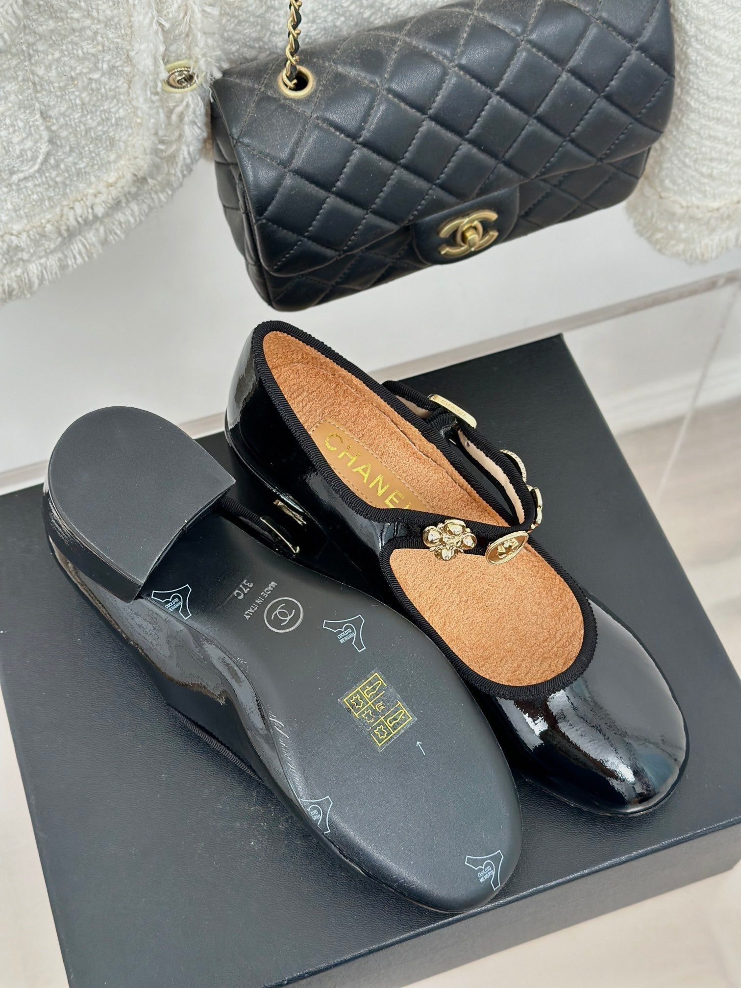 CC High Mary Jane Glossy Black Lambskin